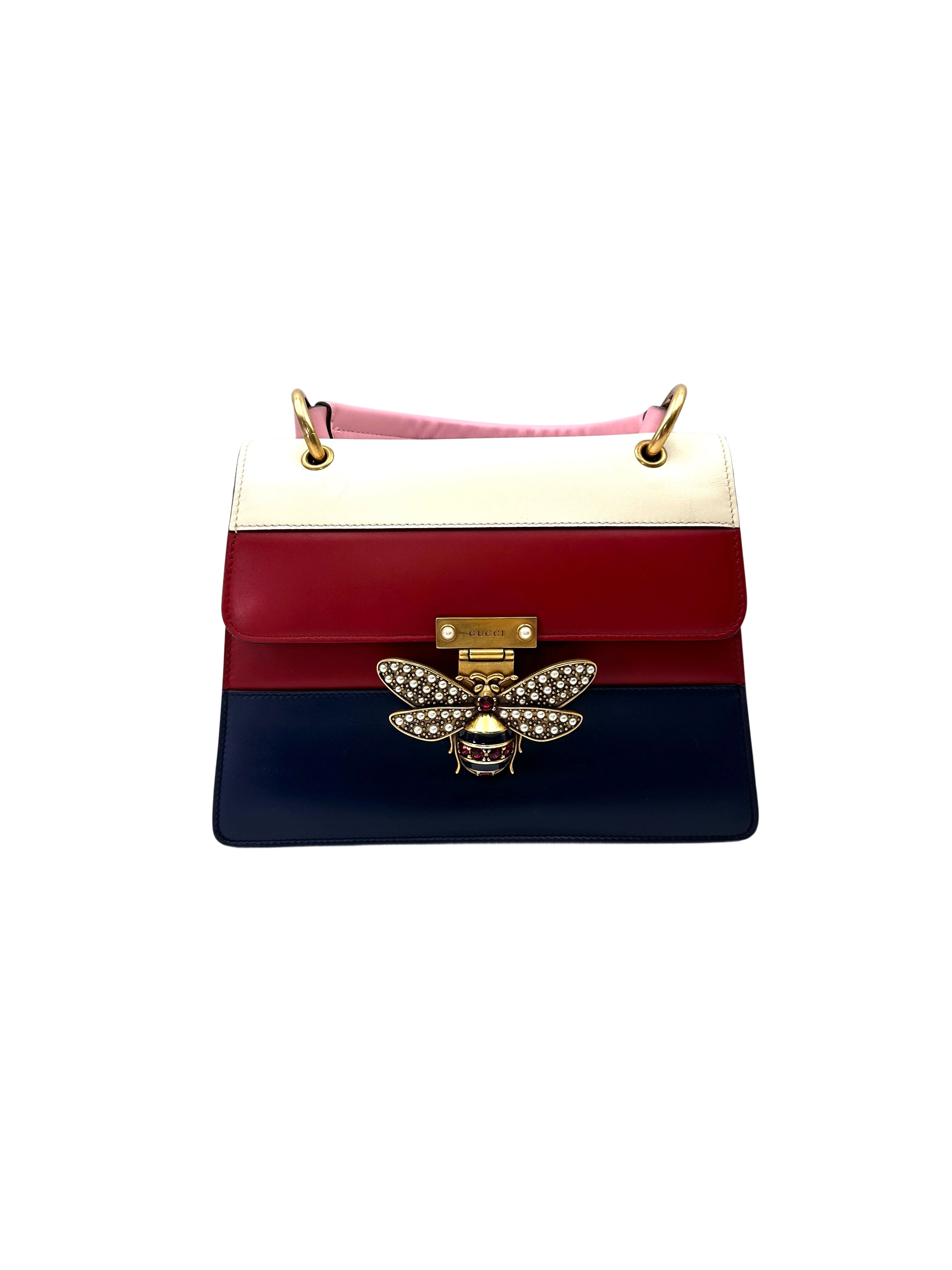Gucci Queen Margaret Bee Multicolor Leather Top Handle Bag GG1204