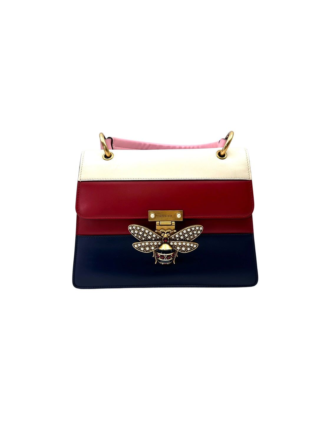 Gucci Queen Margaret Bee Multicolor Leather Top Handle Bag GG1204