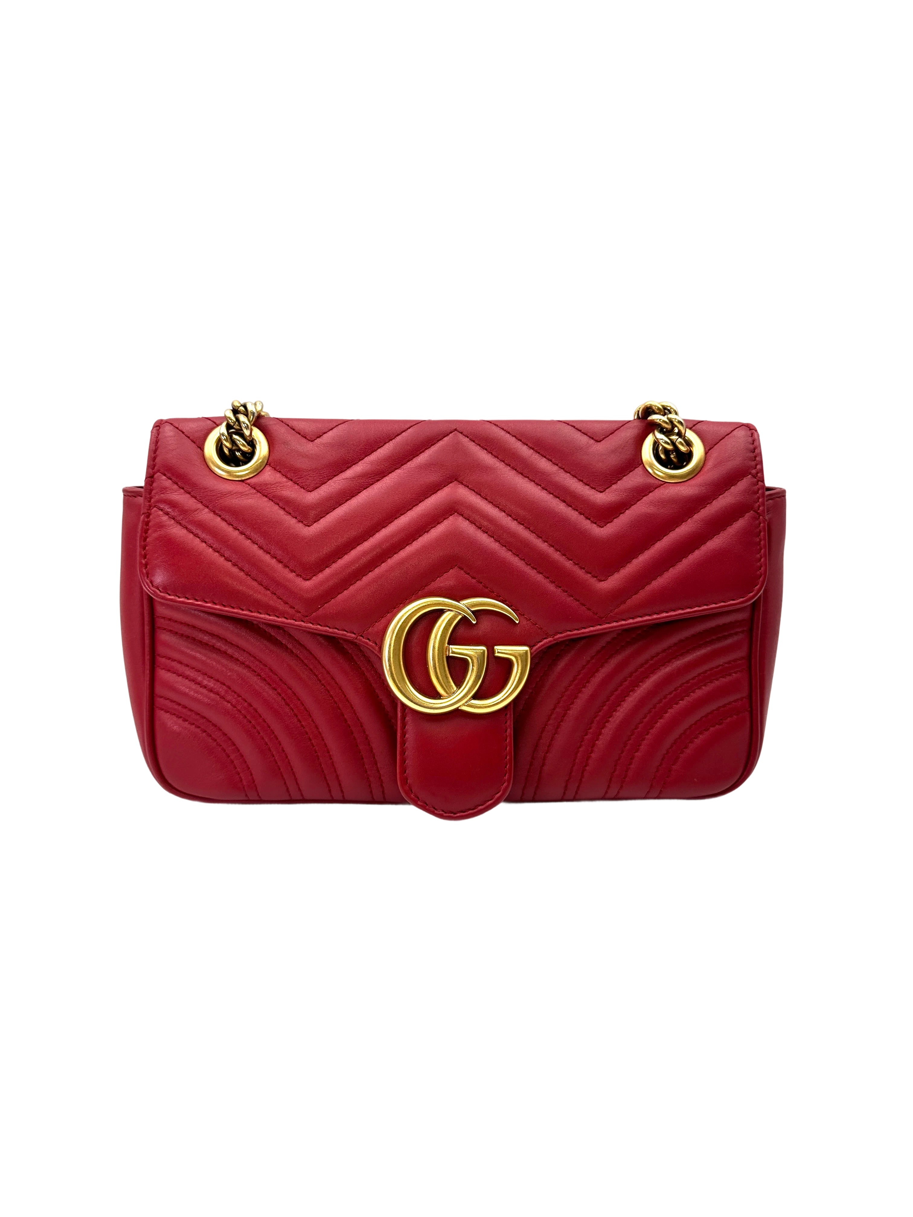 Gucci GG Marmont Red Matelasse Leather Shoulder Bag GG1203