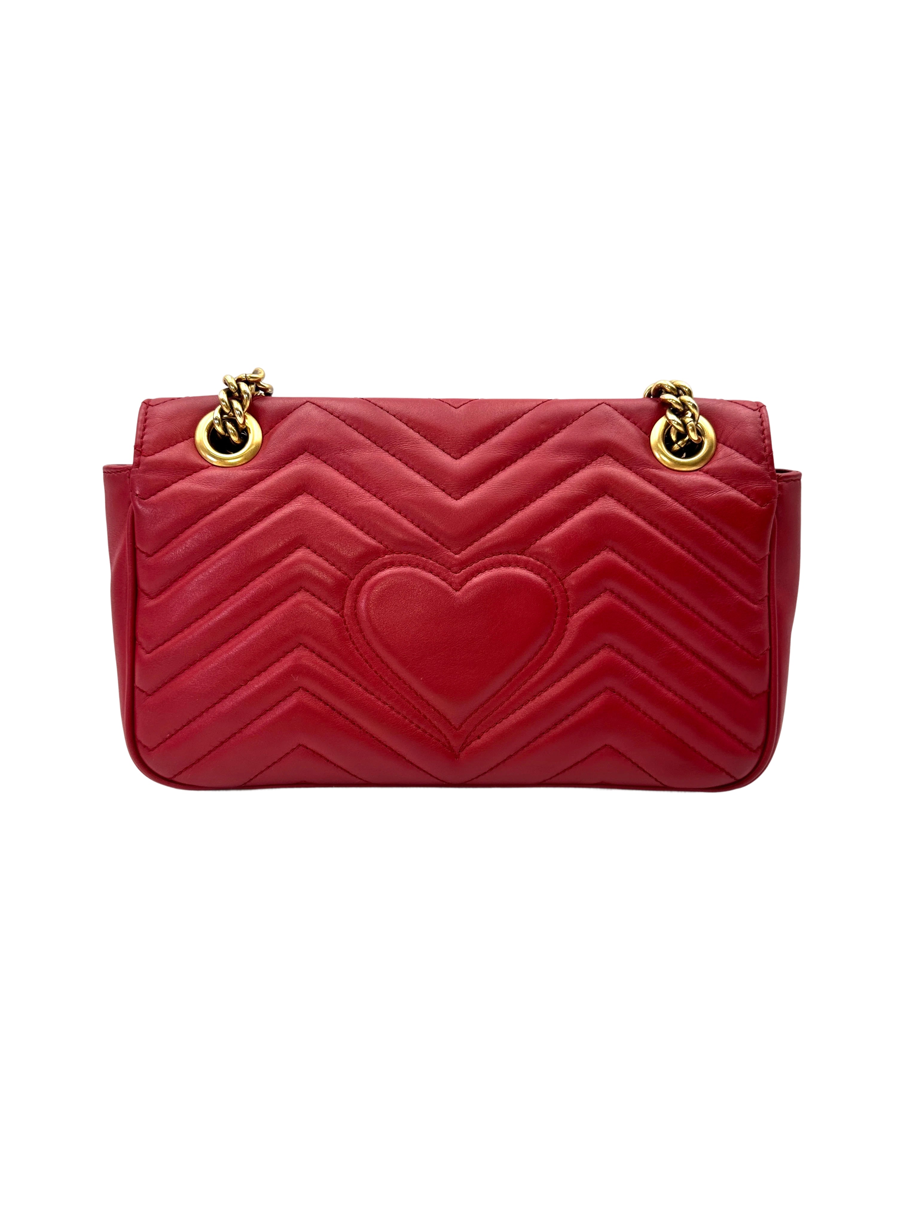 Gucci GG Marmont Red Matelasse Leather Shoulder Bag GG1203