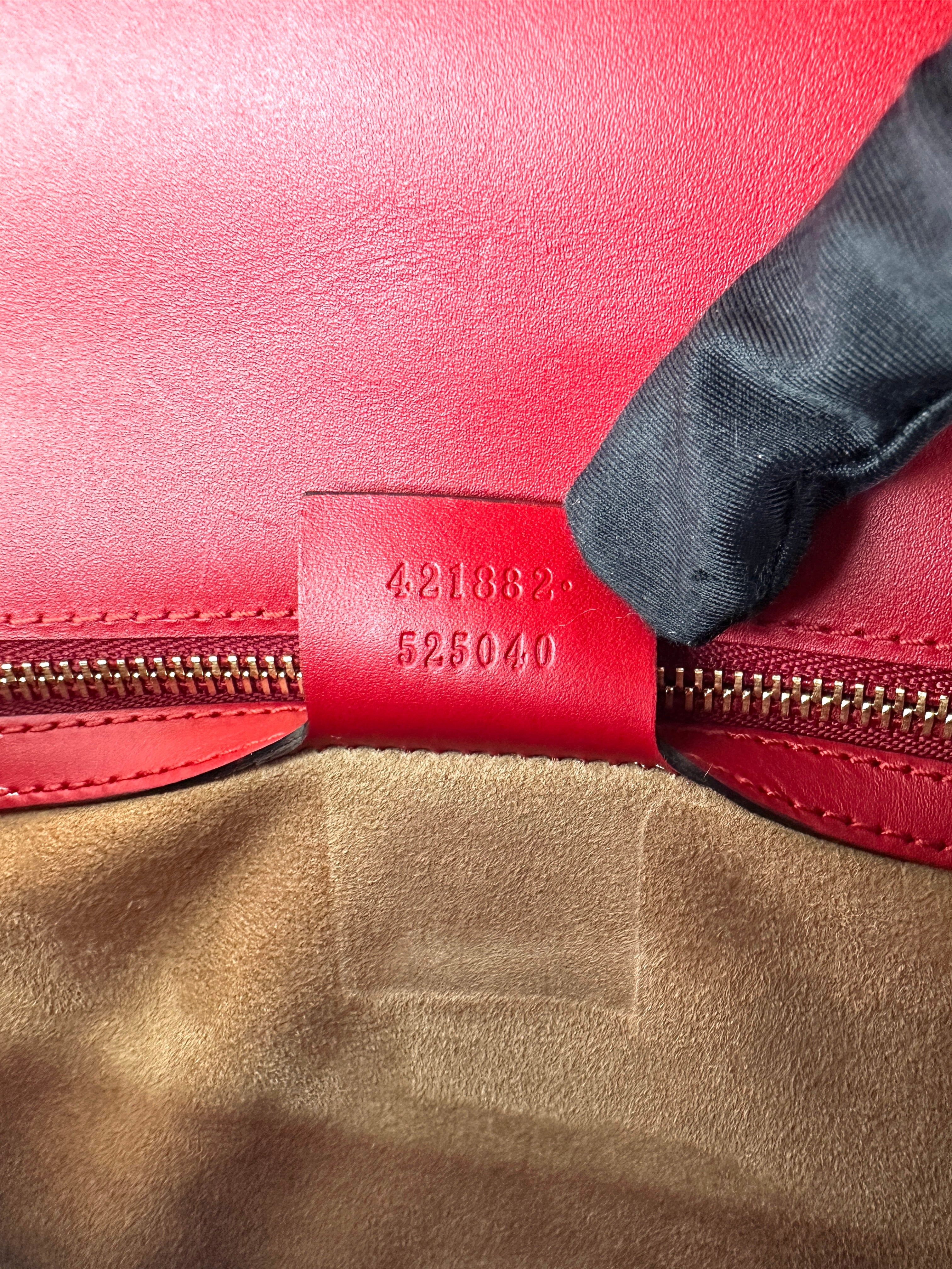 Gucci Sylvie Red Leather Medium Size Shoulder Bag GG1205