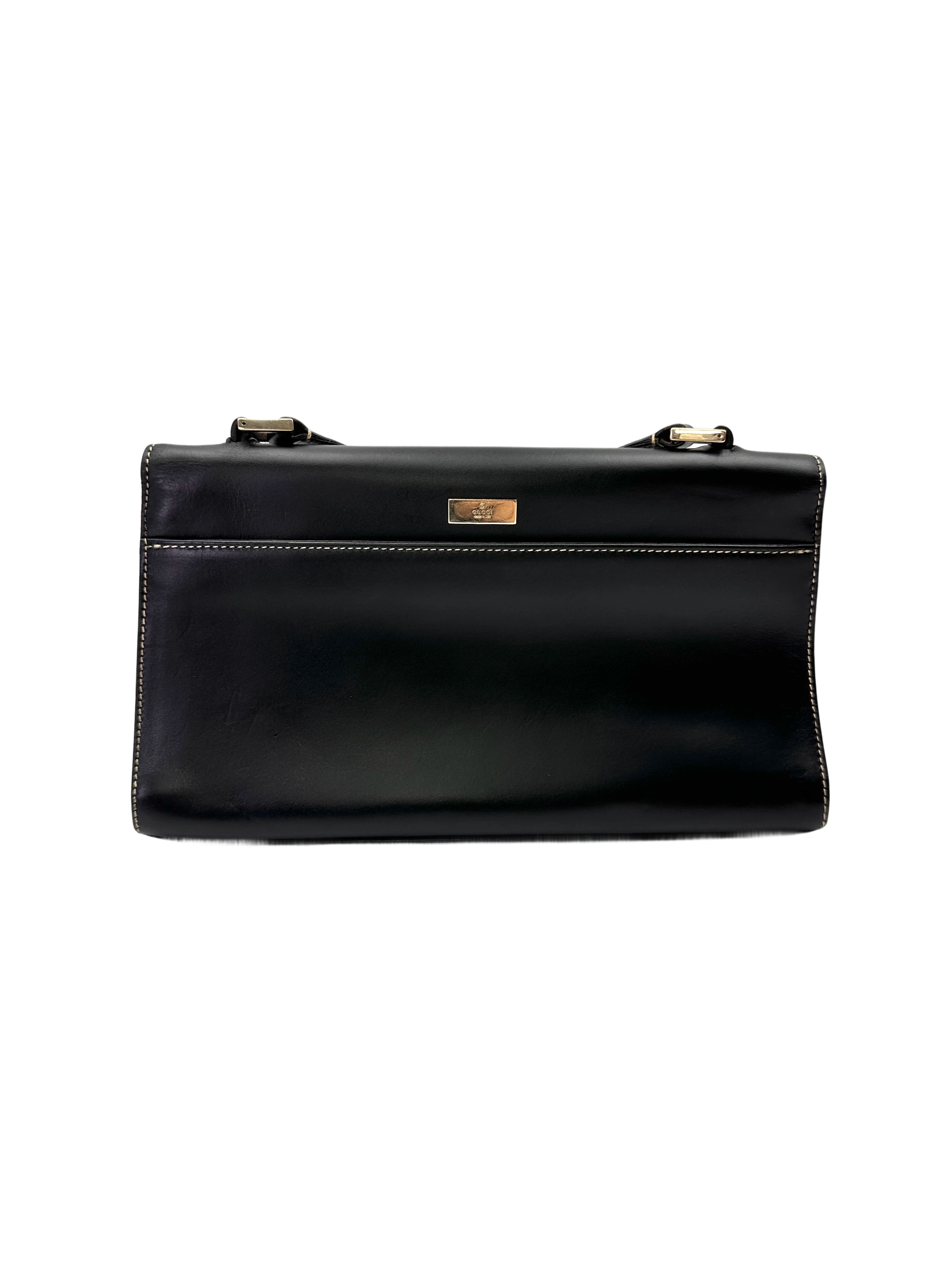 Gucci Padlock Black Leather Top Handle Bag GG1208
