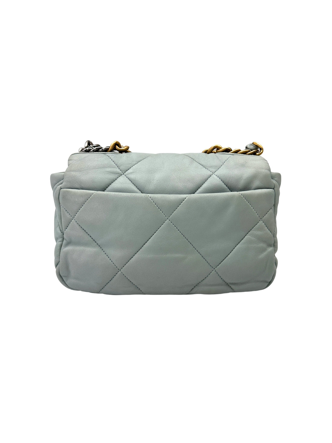 Chanel 19Bag Light Blue Quilted Lambskin Flap Bag With Gold Buckle(J5***HC) CC2107