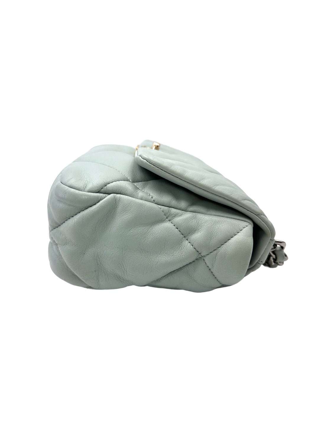Chanel 19Bag Light Blue Quilted Lambskin Flap Bag With Gold Buckle(J5***HC) CC2107