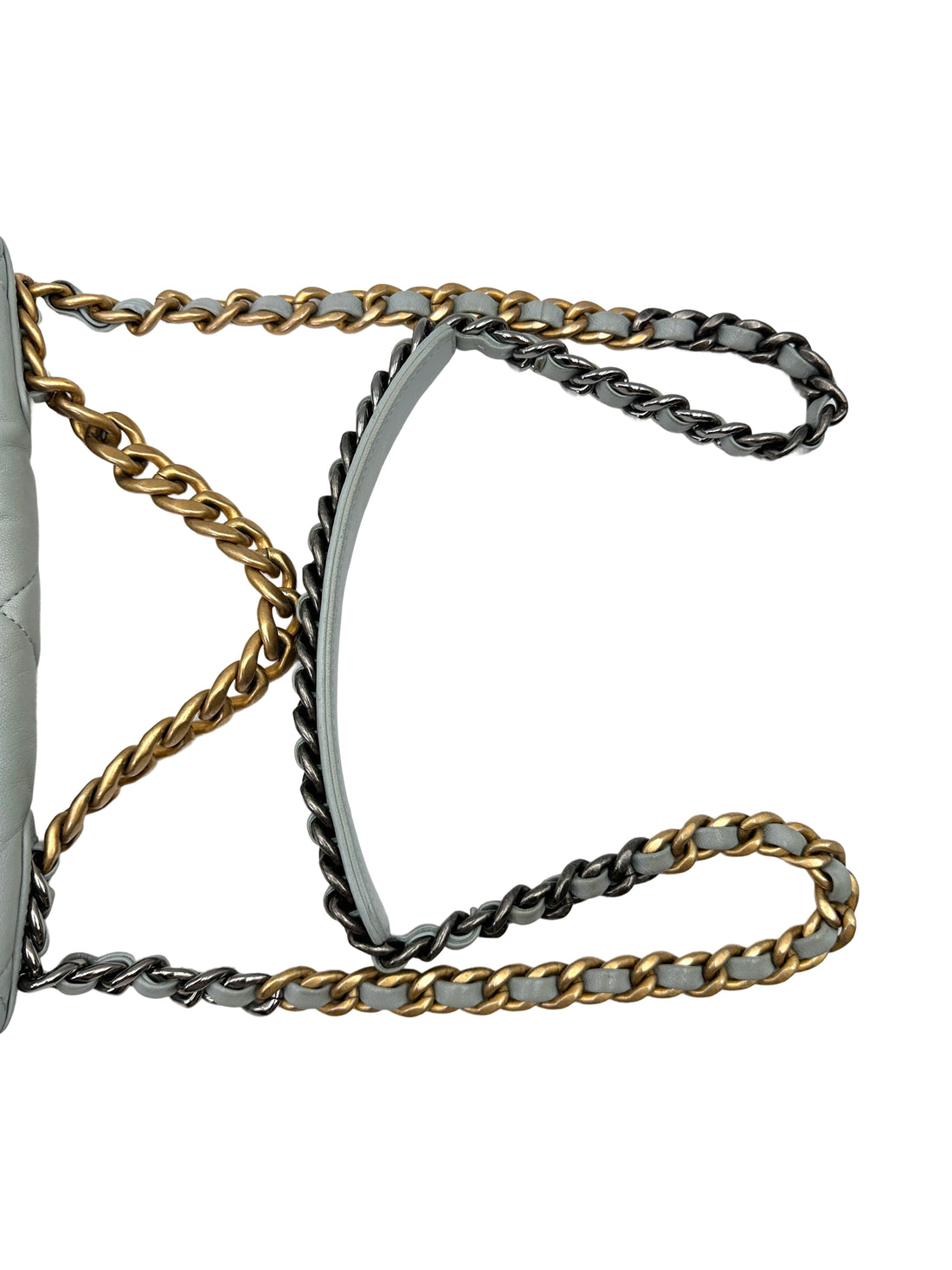 Chanel 19Bag Light Blue Quilted Lambskin Flap Bag With Gold Buckle(J5***HC) CC2107