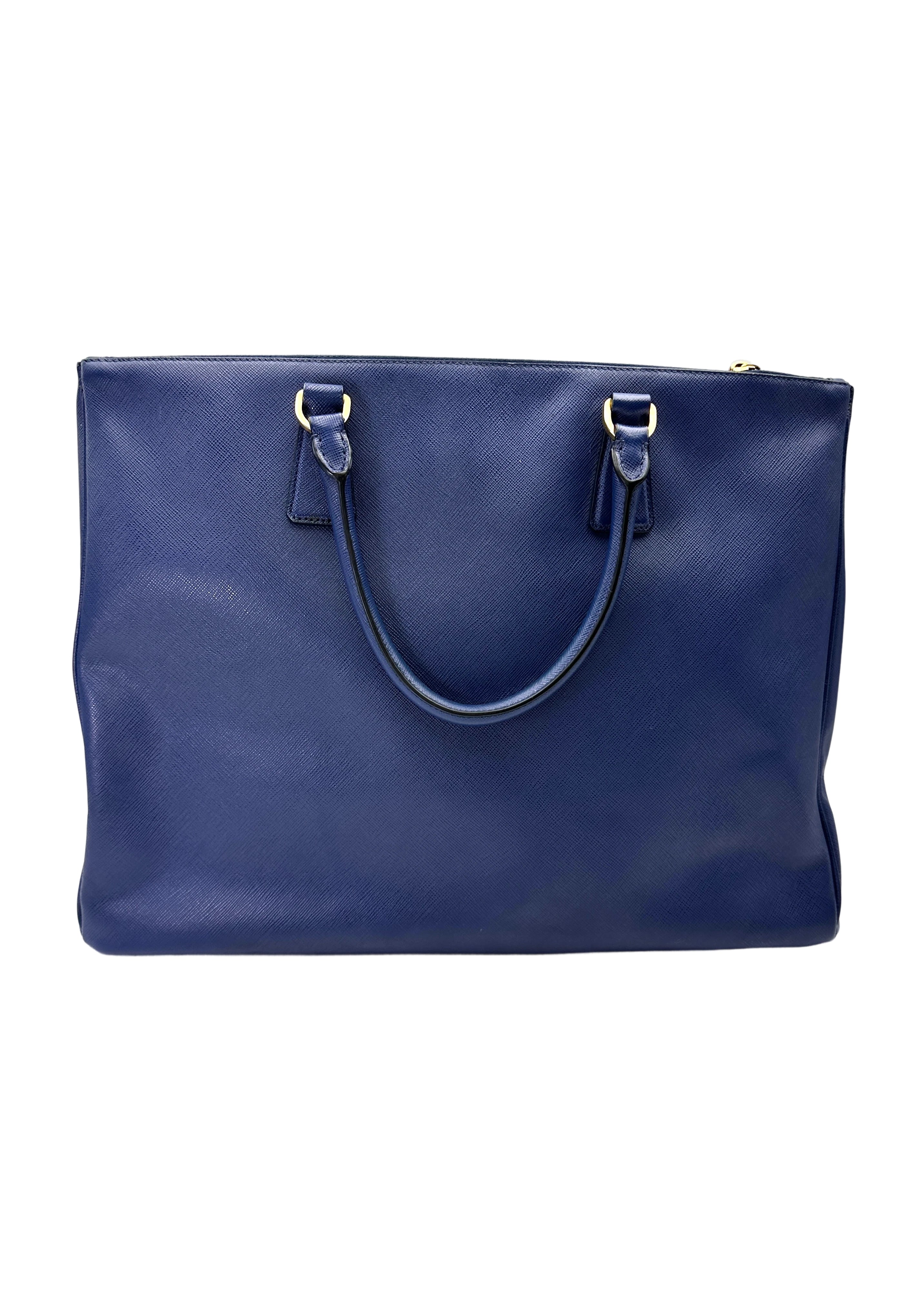 Prada Galleria Blue Saffiano Leather Handle Bag PR438