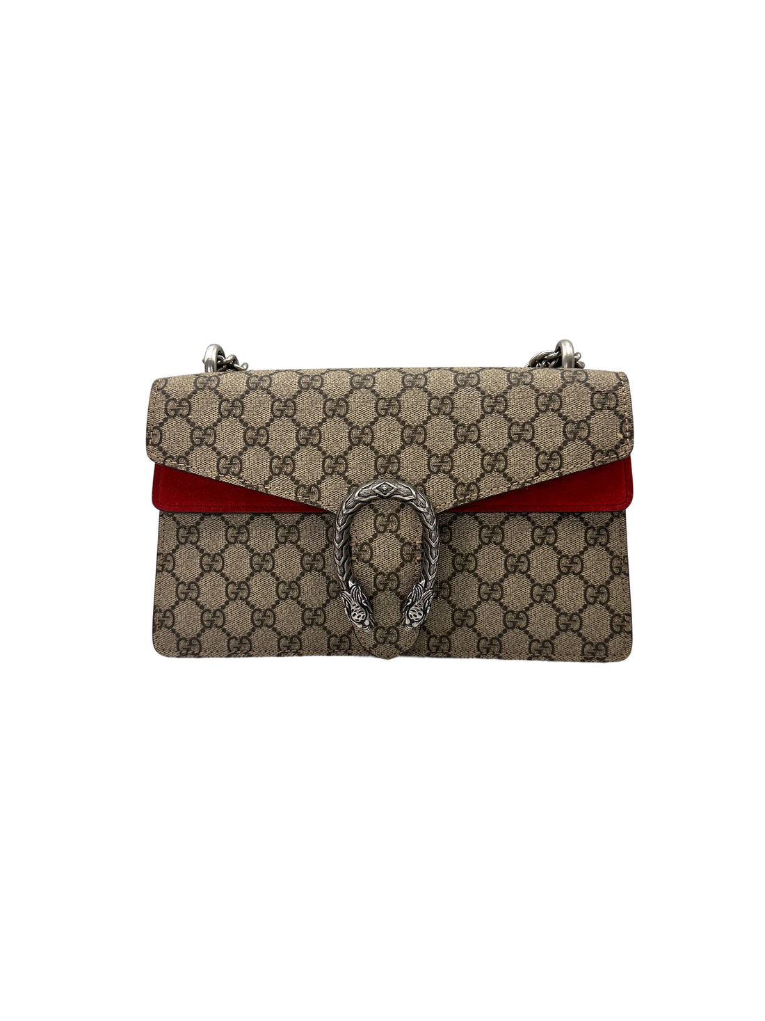Gucci Dionysus GG Supreme Canvas Medium Size Shoulder Bag With Red Tirm GG1210