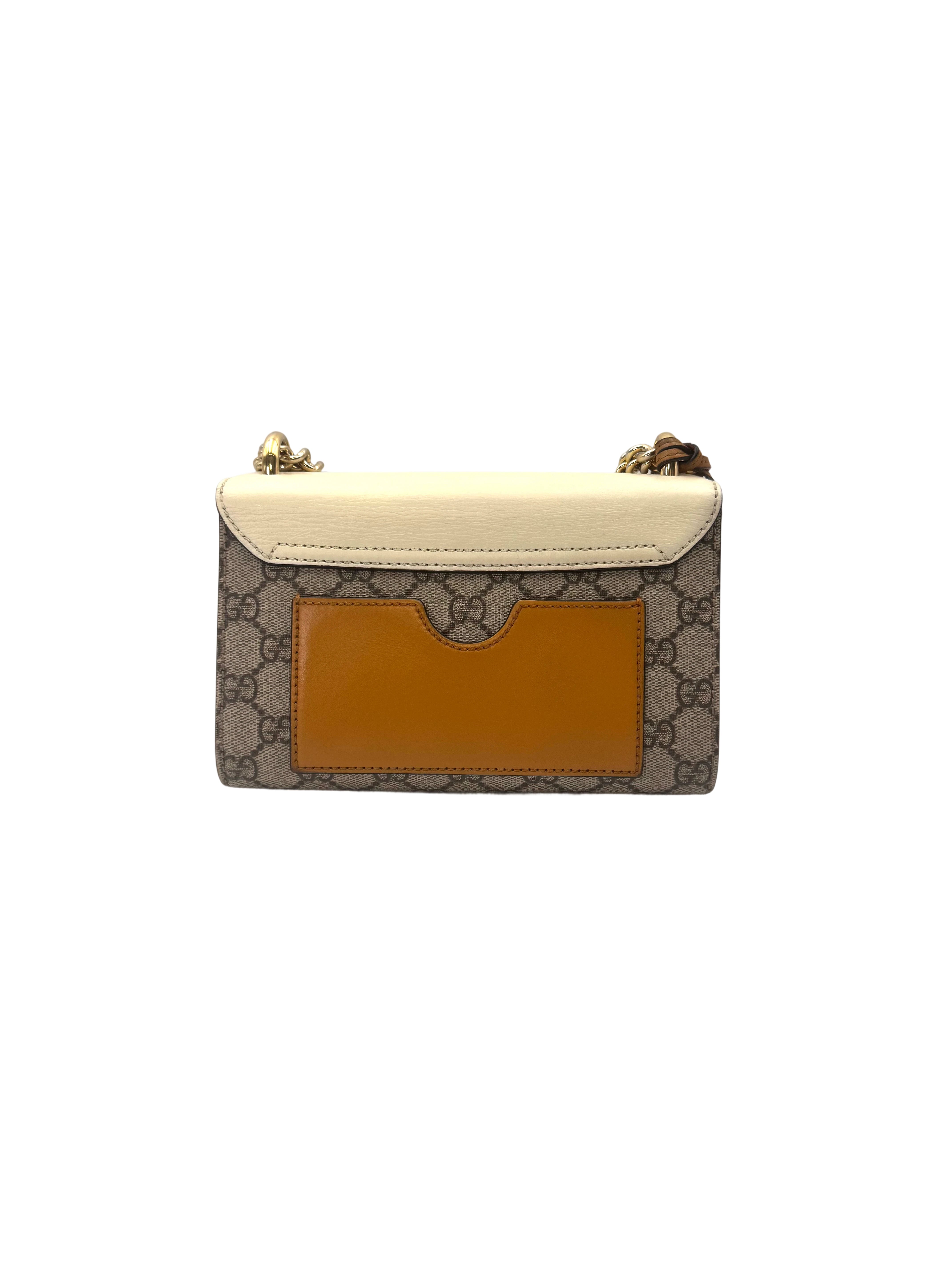 Gucci Padlock GG Canvas & White Leather Shoulder Bag GG1215
