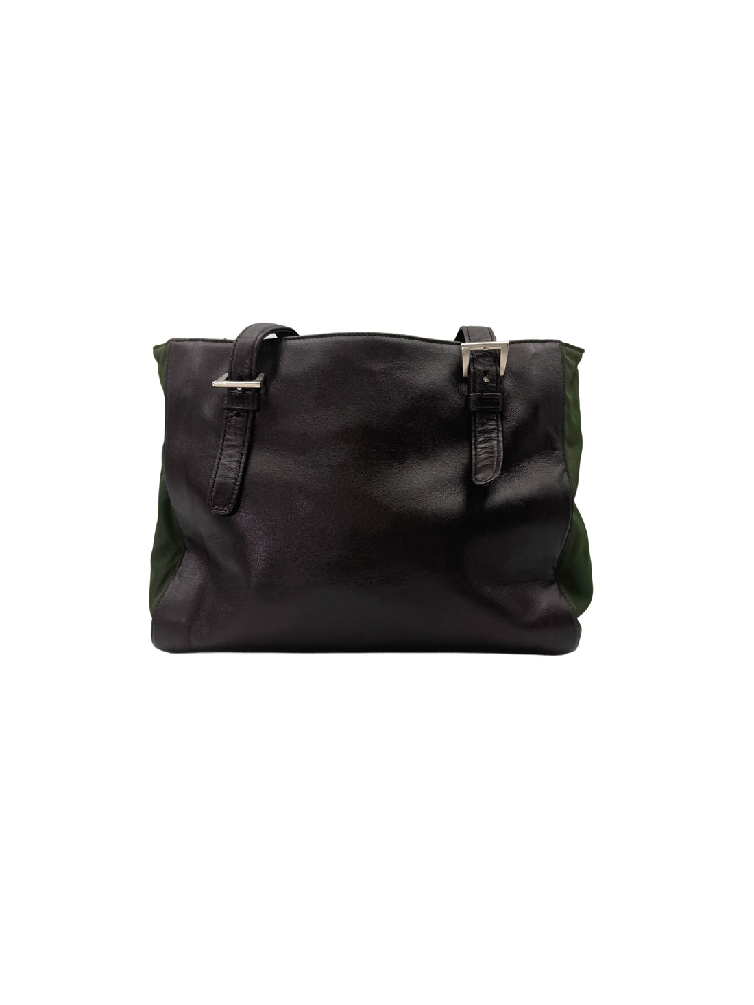 Prada Brown/Green Nappa Leather Handle Bag PR439