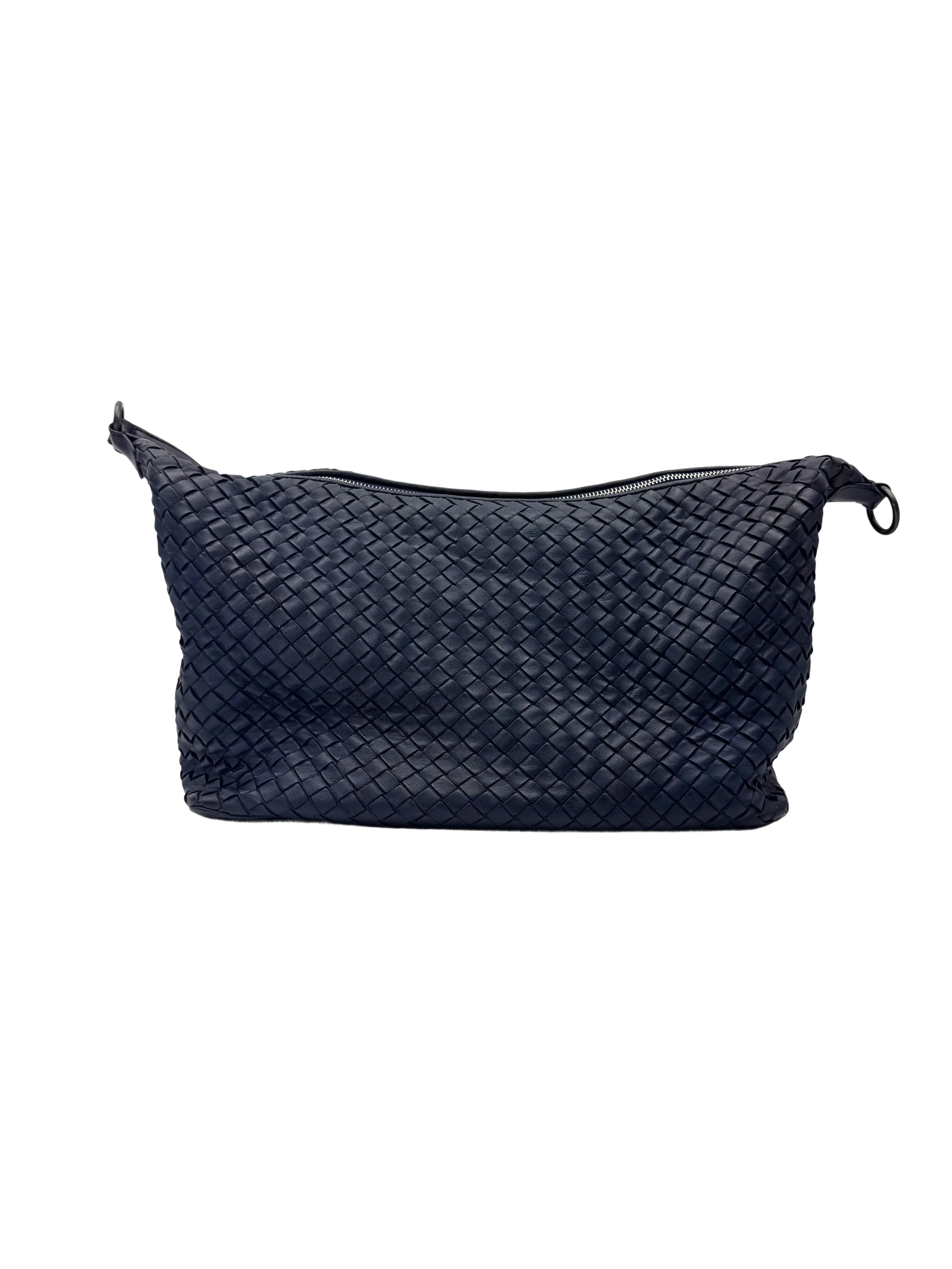 Bottega Veneta Blue Intrecciato Weave Leather Hobo Bag BV132