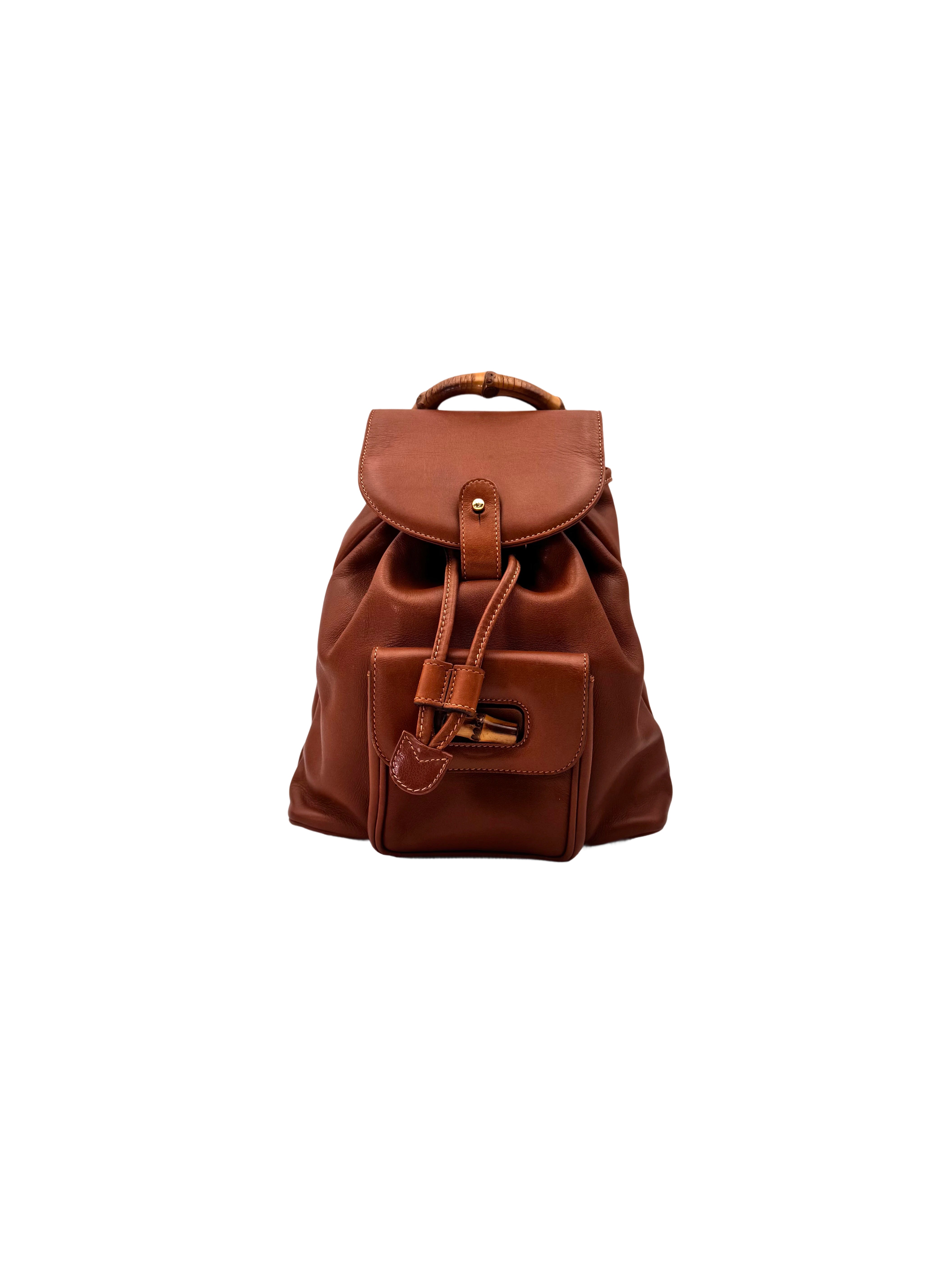 Gucci Bamboo Brown Leather Backpack GG1231