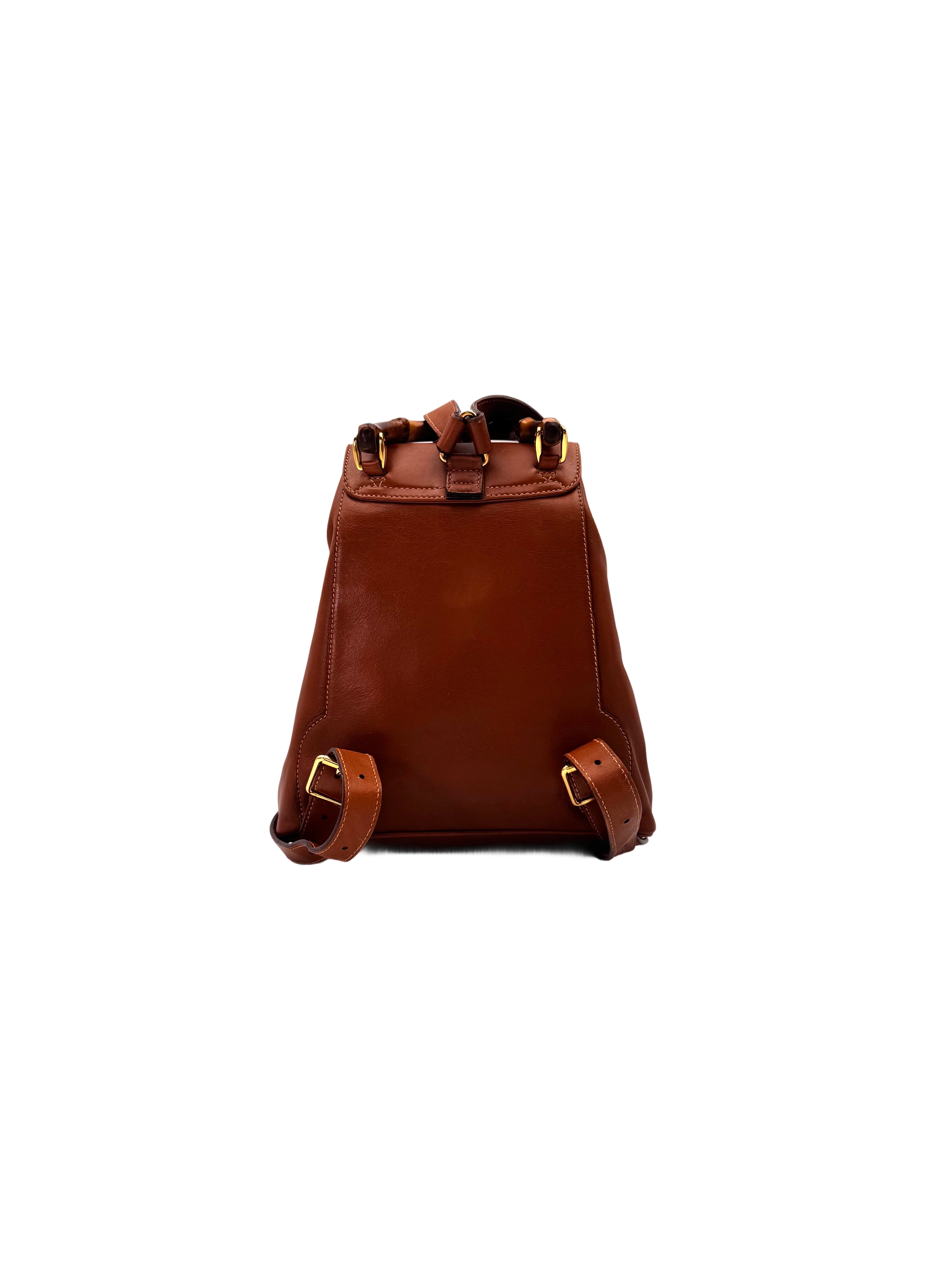 Gucci Bamboo Brown Leather Backpack GG1231