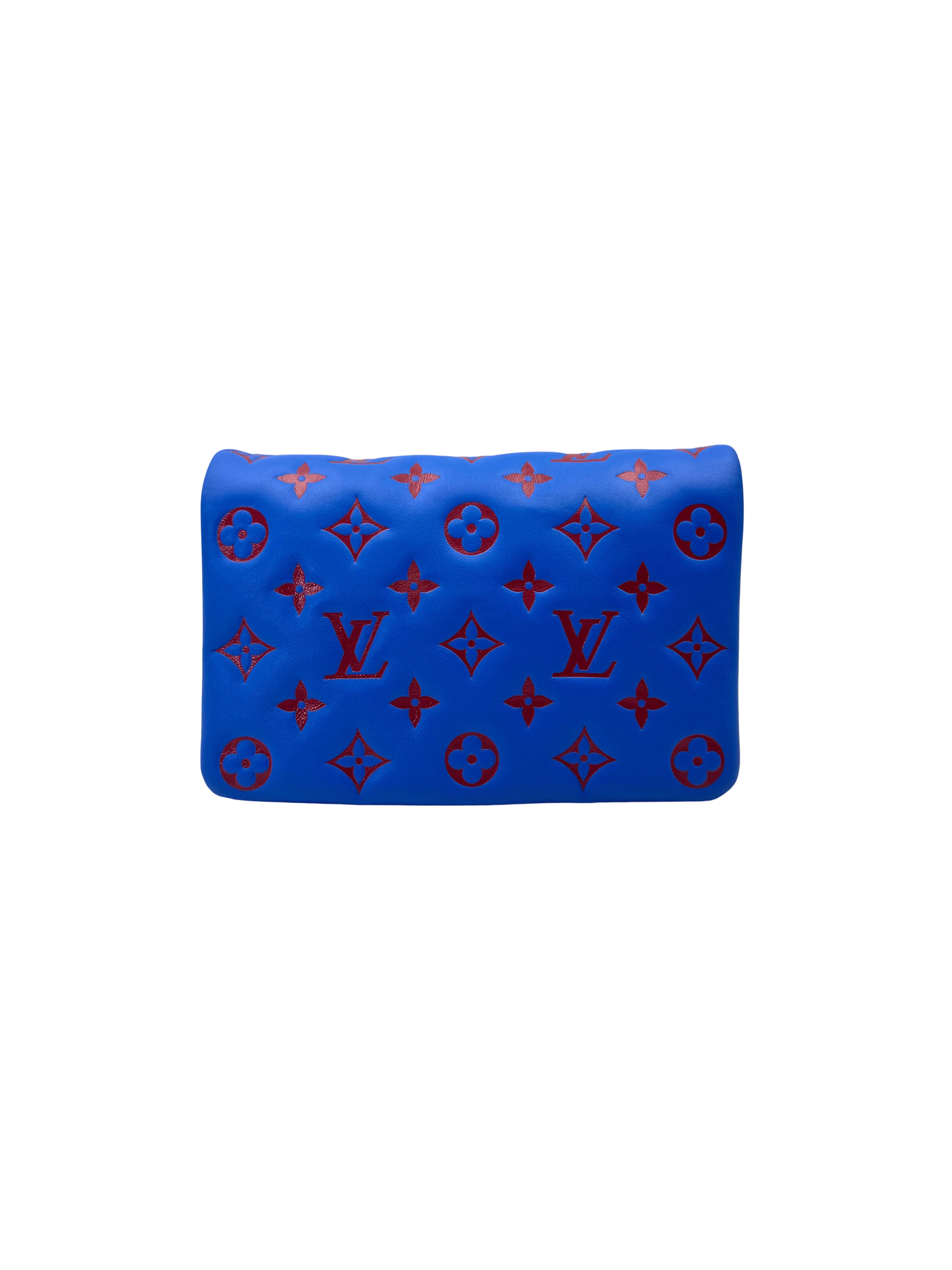Louis Vuitton Pochette Coussin Blue/Red Monogram Embossed Leather Shoulder Bag LV2947