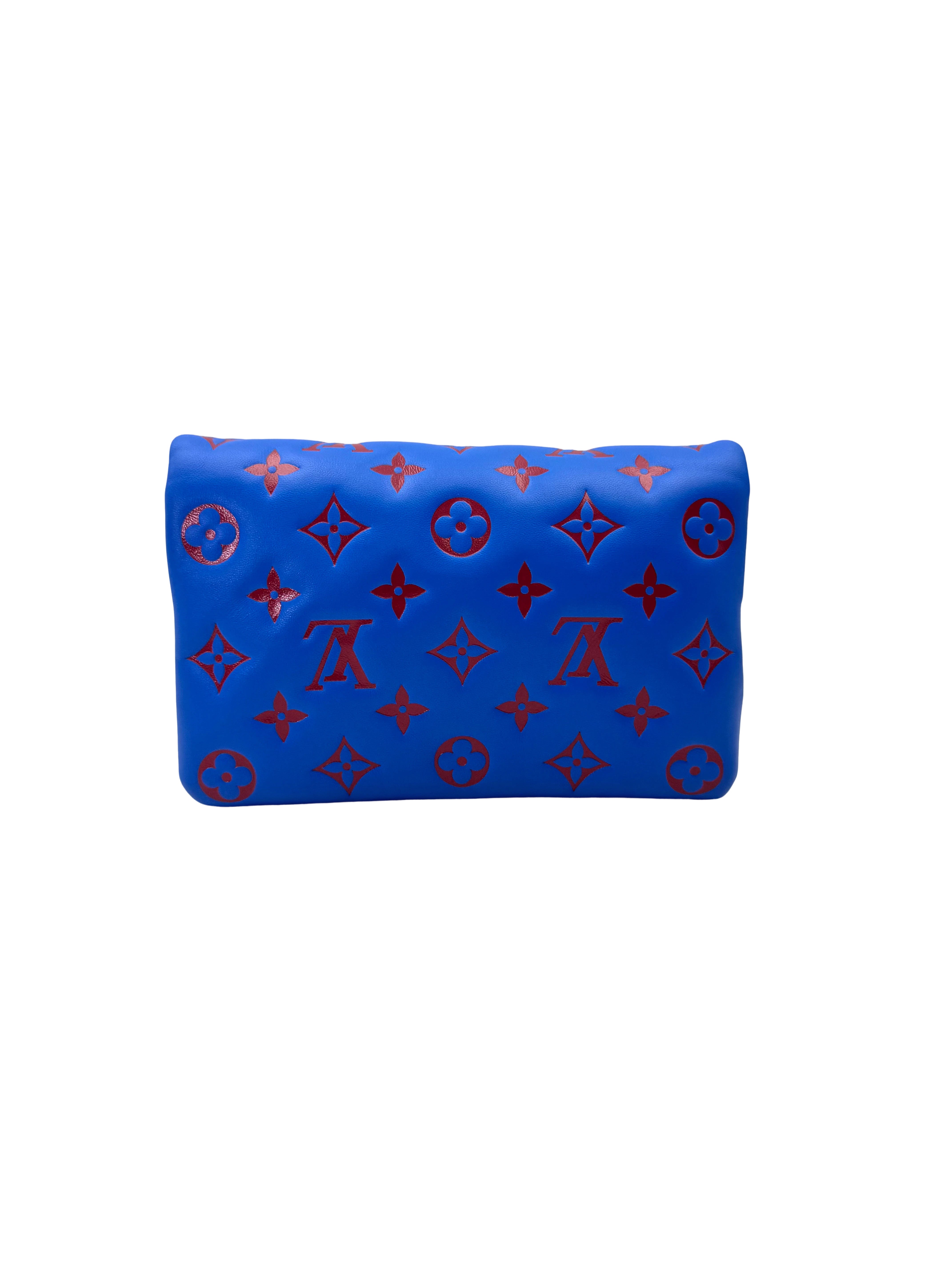 Louis Vuitton Pochette Coussin Blue/Red Monogram Embossed Leather Shoulder Bag LV2947