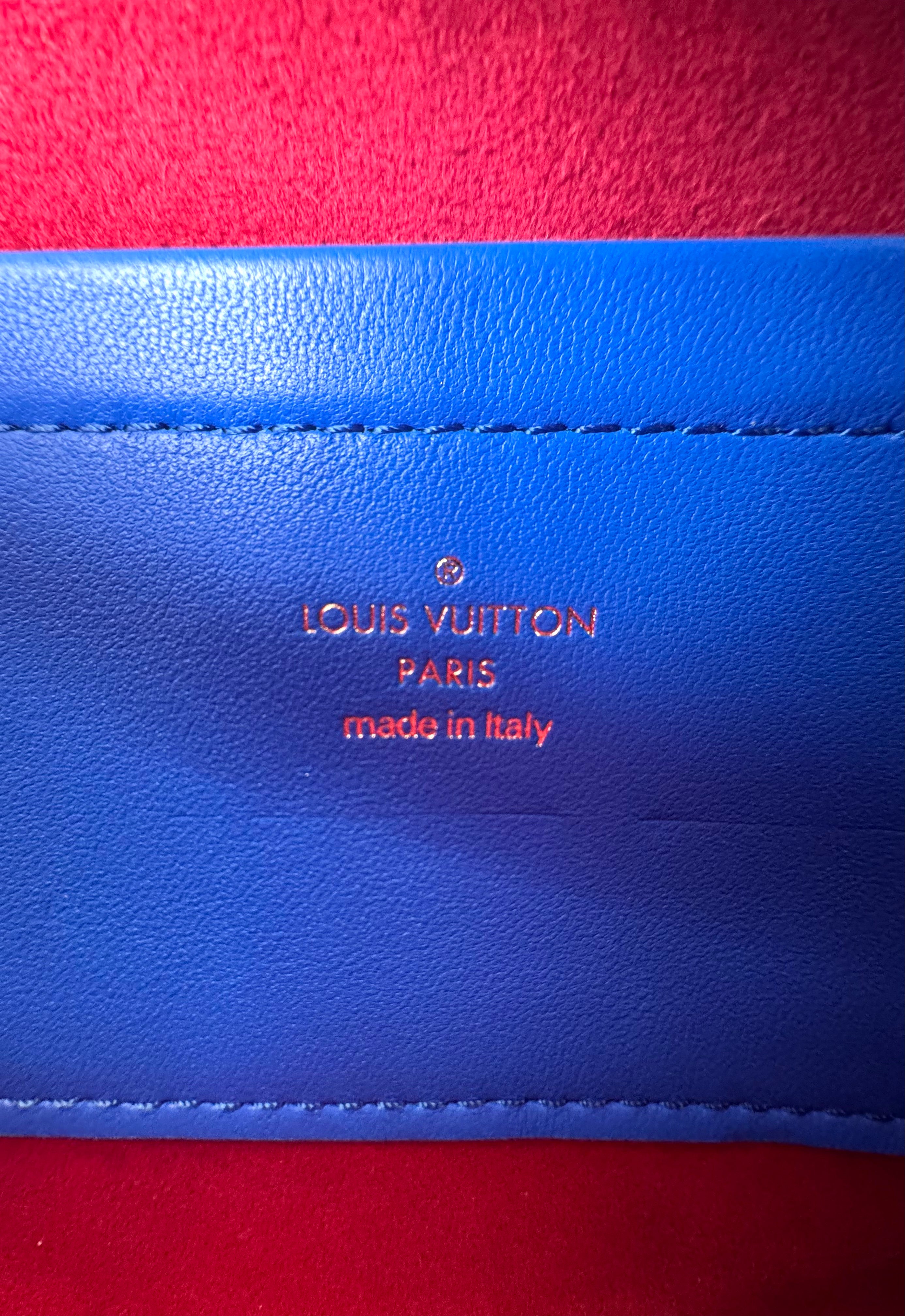 Louis Vuitton Pochette Coussin Blue/Red Monogram Embossed Leather Shoulder Bag LV2947