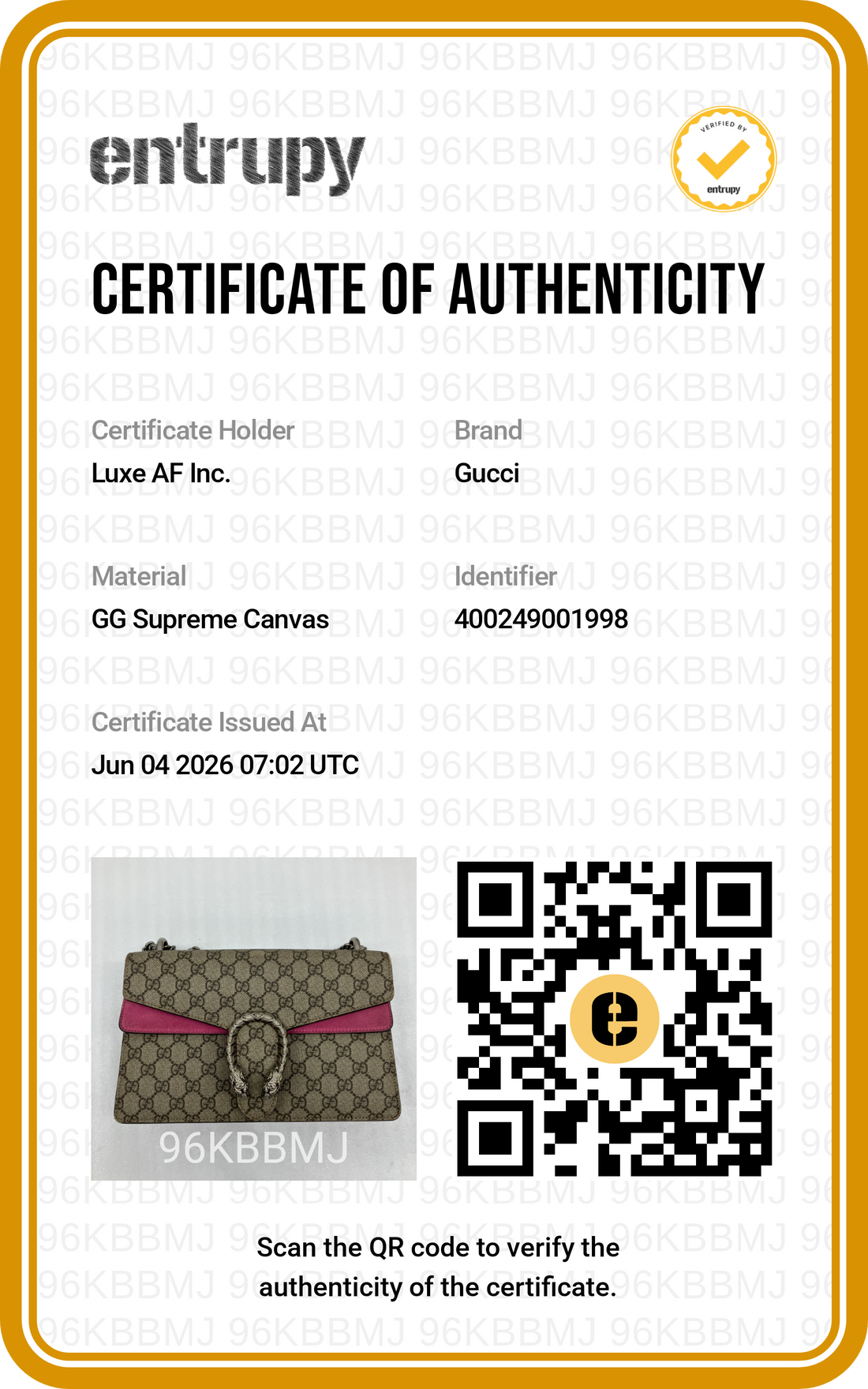 Gucci Dionysus GG Supreme Canvas Medium Size Shoulder Bag With Pink Trim GG1200
