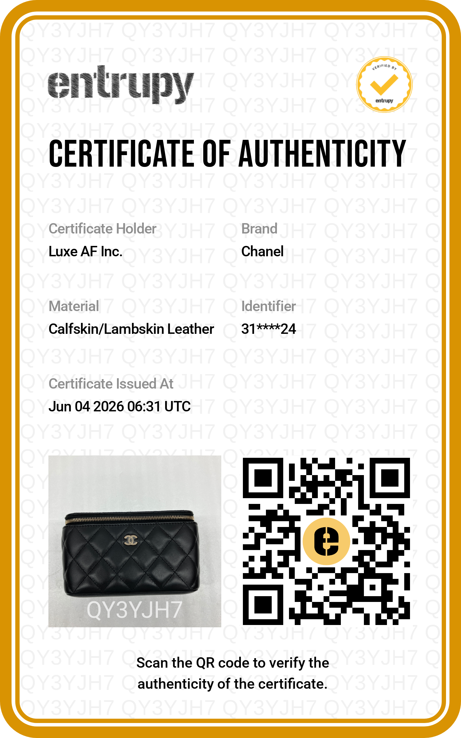 Chanel Black Quilted Lambskin Vanity Case(31***24) CC2103