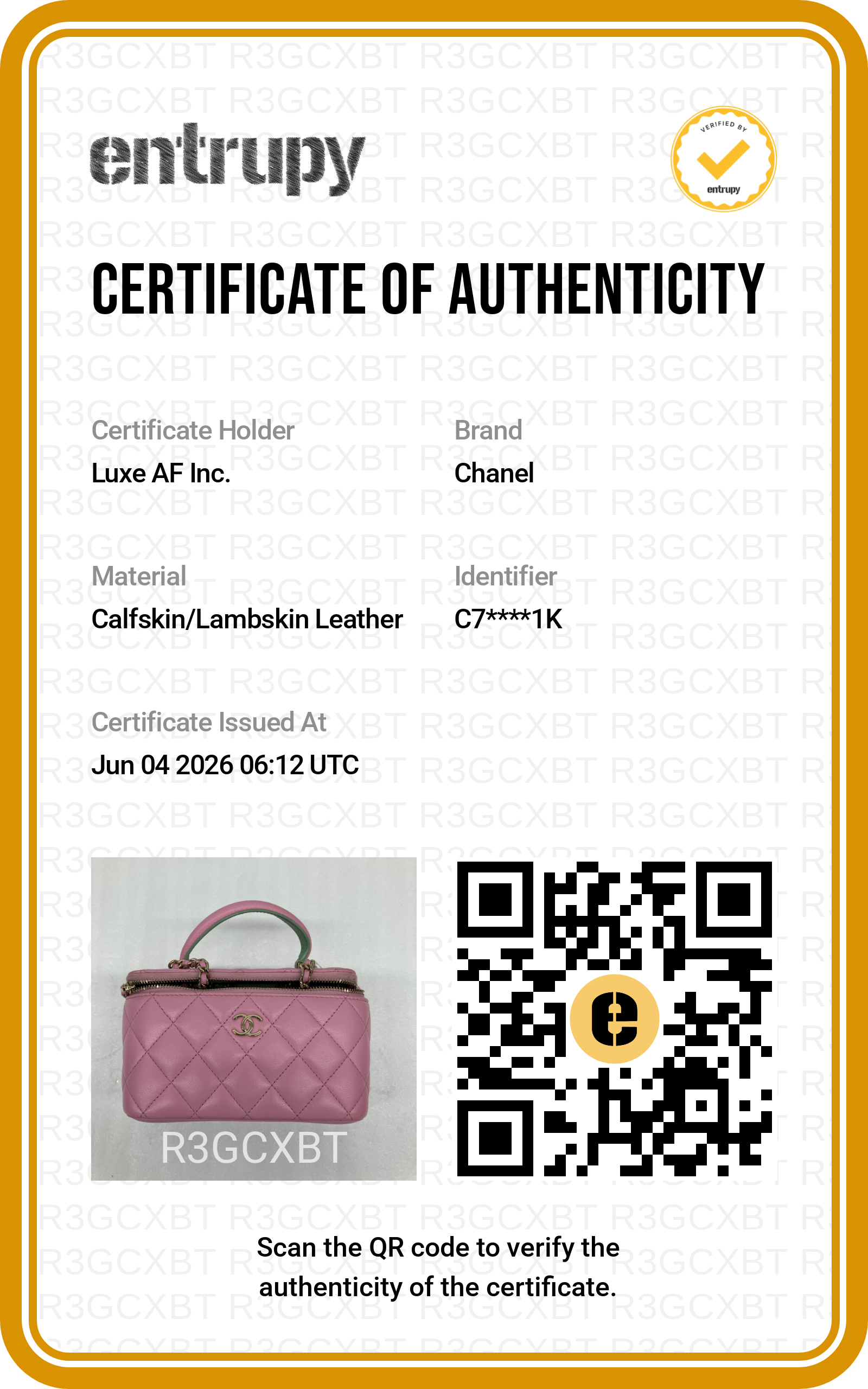 Chanel Pink Quilted Leather Top Handle Vanity Case(C7***1K) CC2101