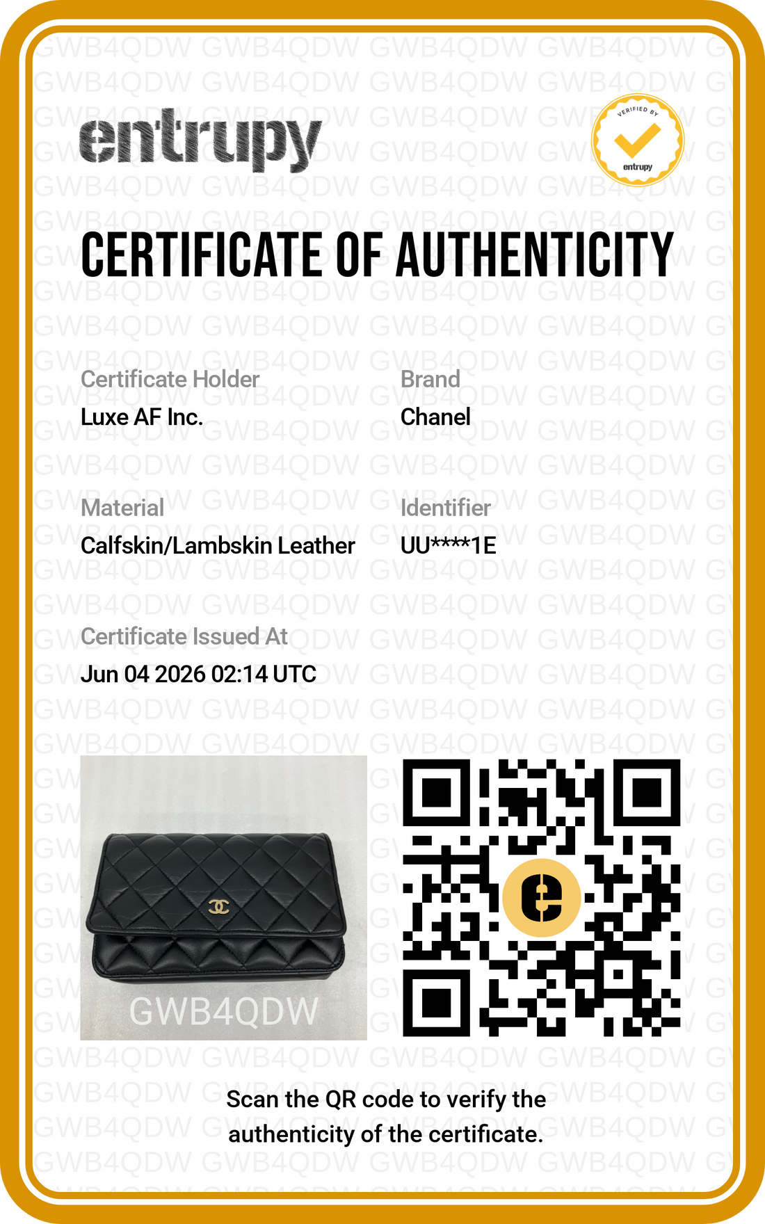 Chanel Black Quilted Lambskin Wallet On Chain(UU***1E) CC2098