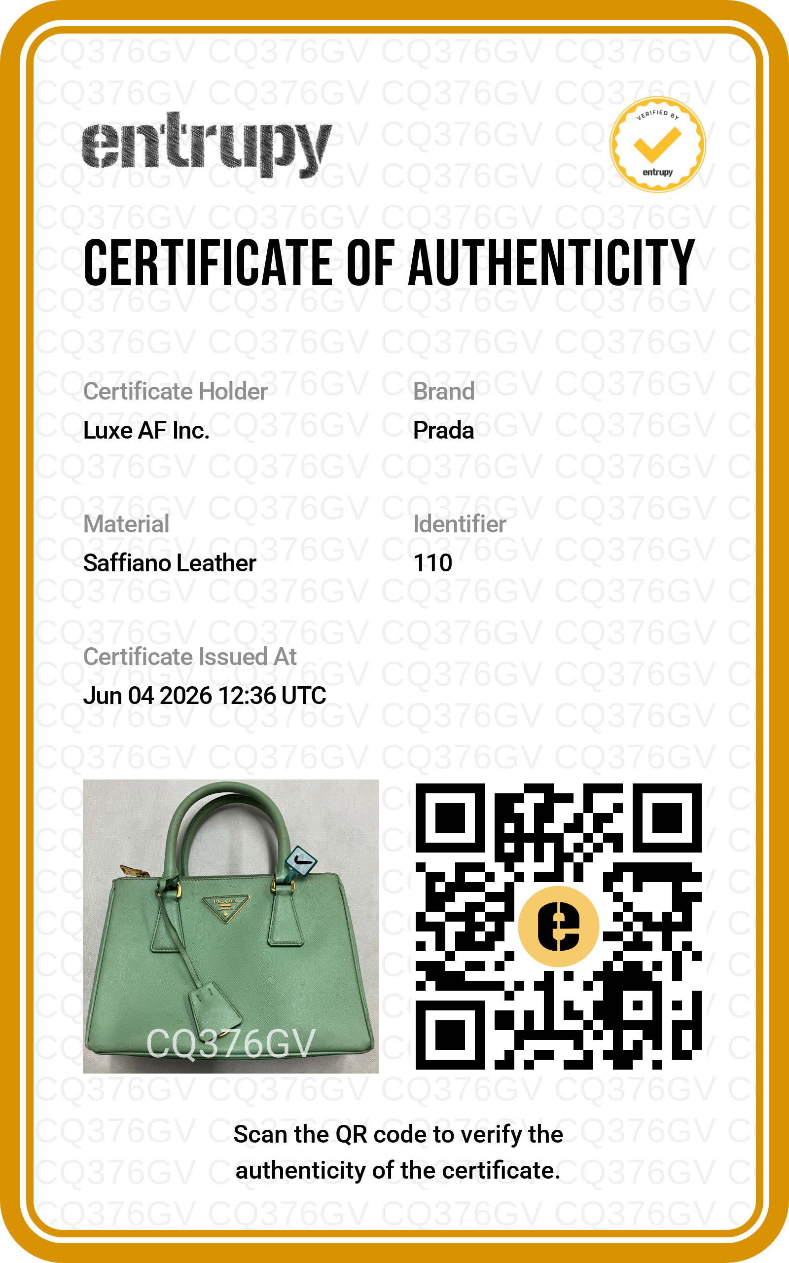 Prada Galleria Green Saffiano Leather Small Size Handle Bag PR485