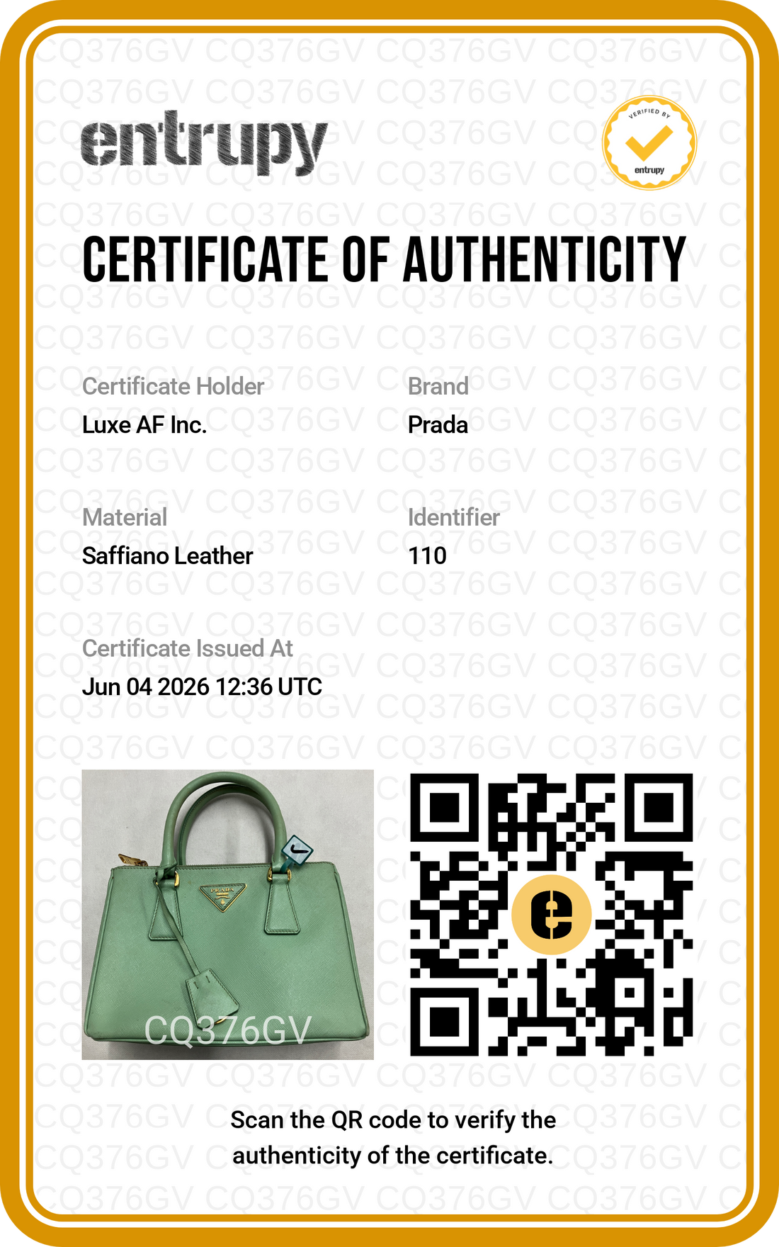 Prada Galleria Green Saffiano Leather Small Size Handle Bag PR485