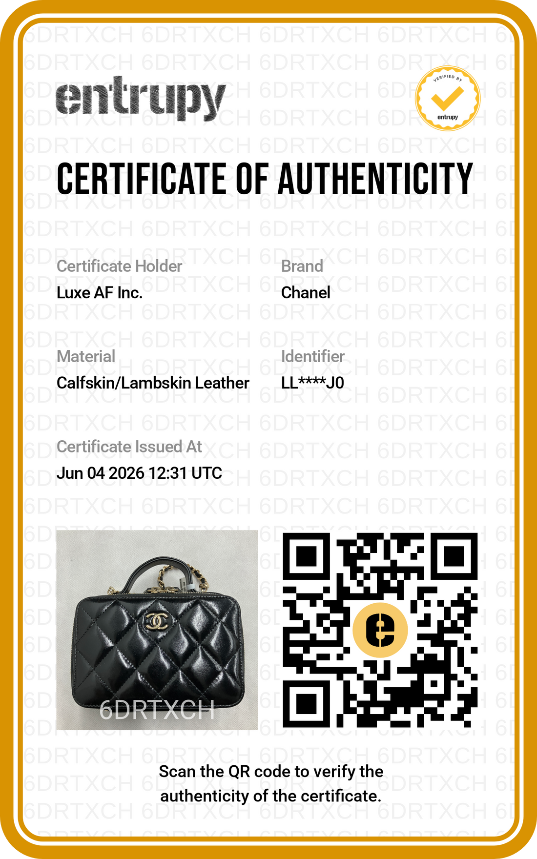 Chanel 22B Black Quilted Leather Top Handle Vanity Case(LL***J0) CC2112
