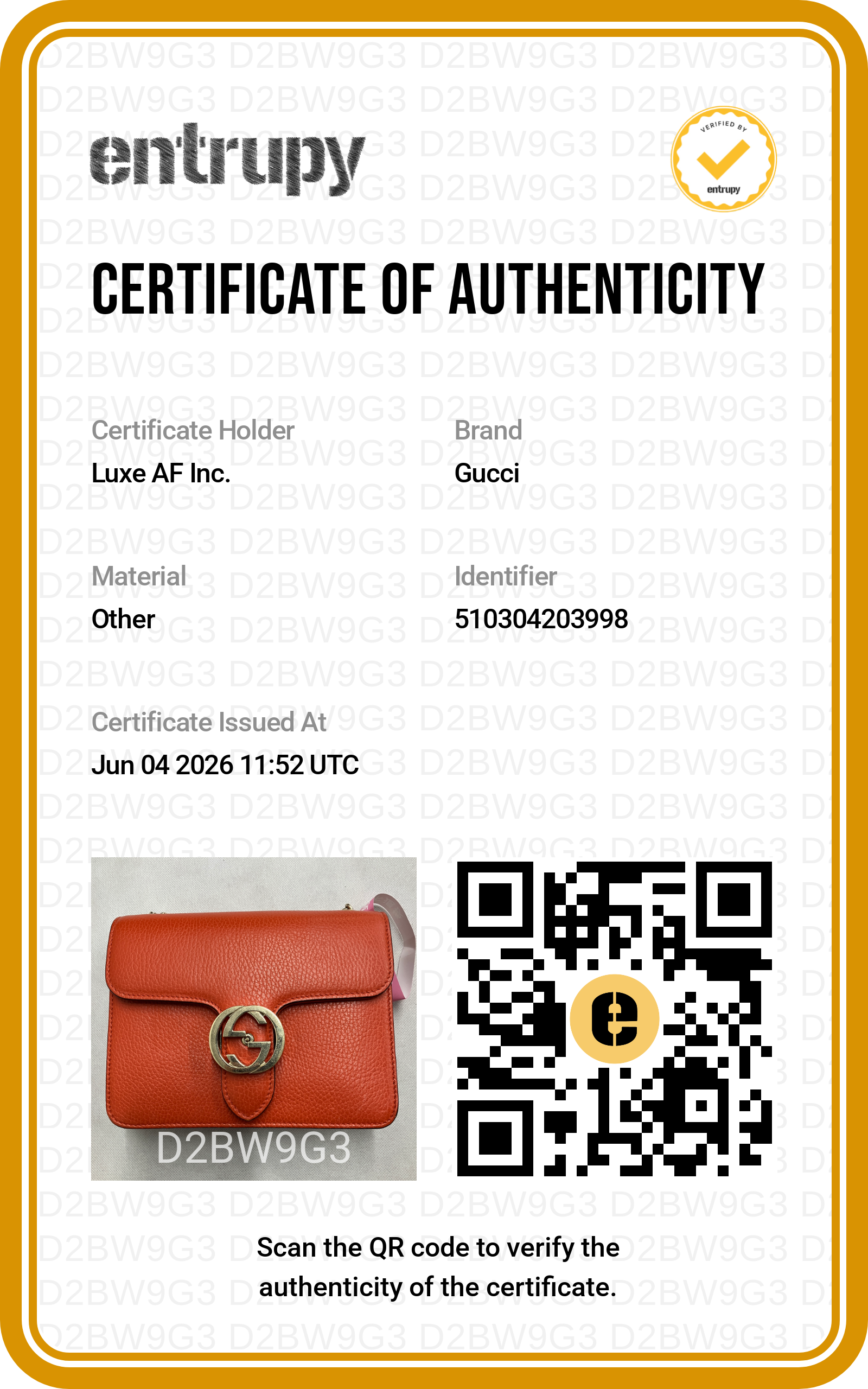 Gucci Interlocking G Orange Leather Wallet On Chain GG1222