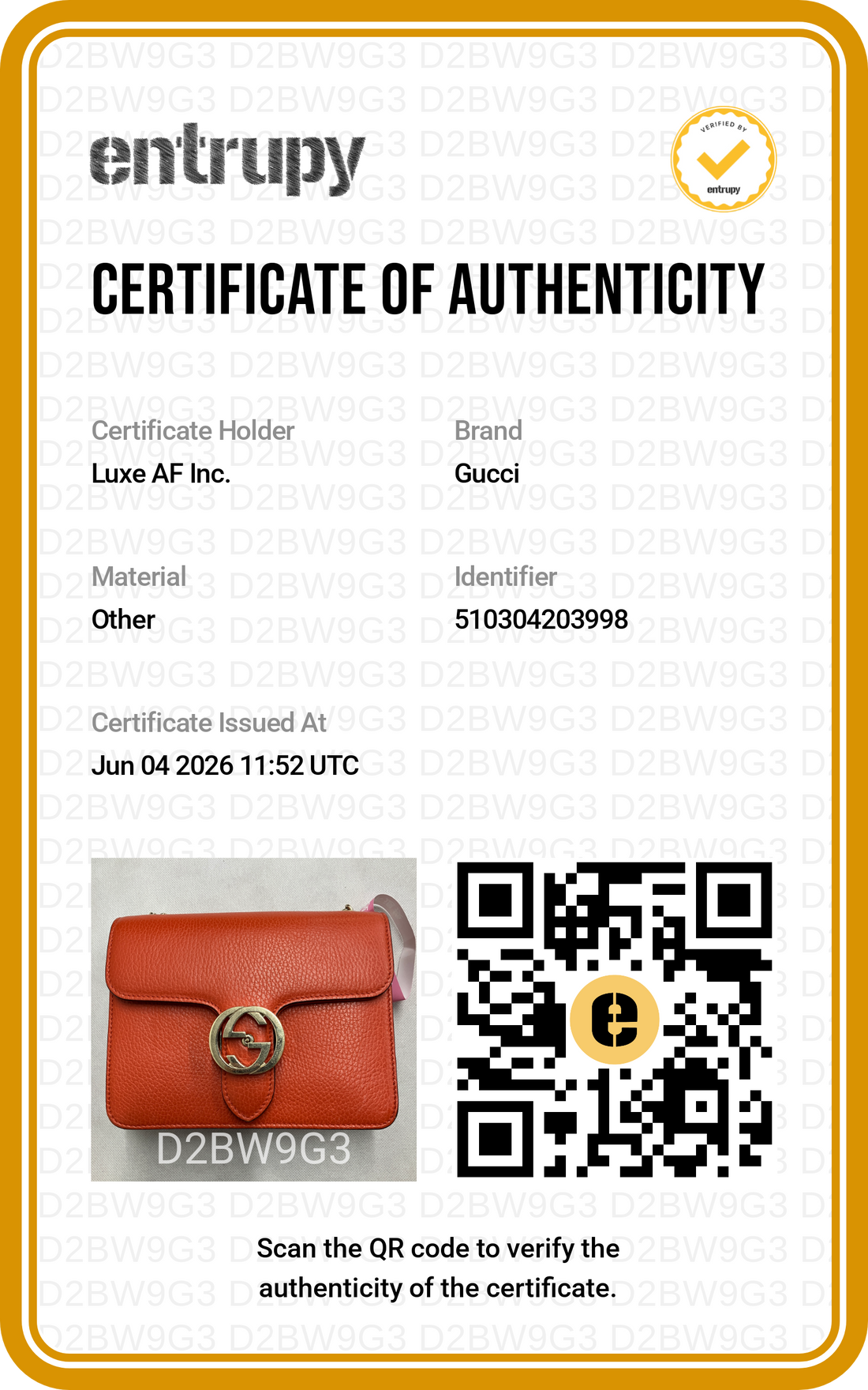 Gucci Interlocking G Orange Leather Wallet On Chain GG1222