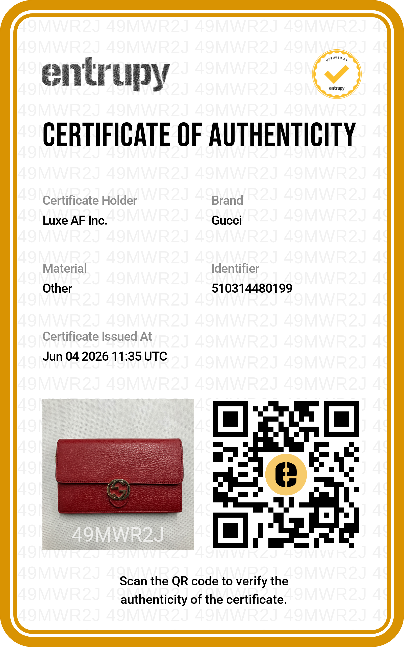 Gucci Interlocking G Red Leather Wallet On Chain GG1221