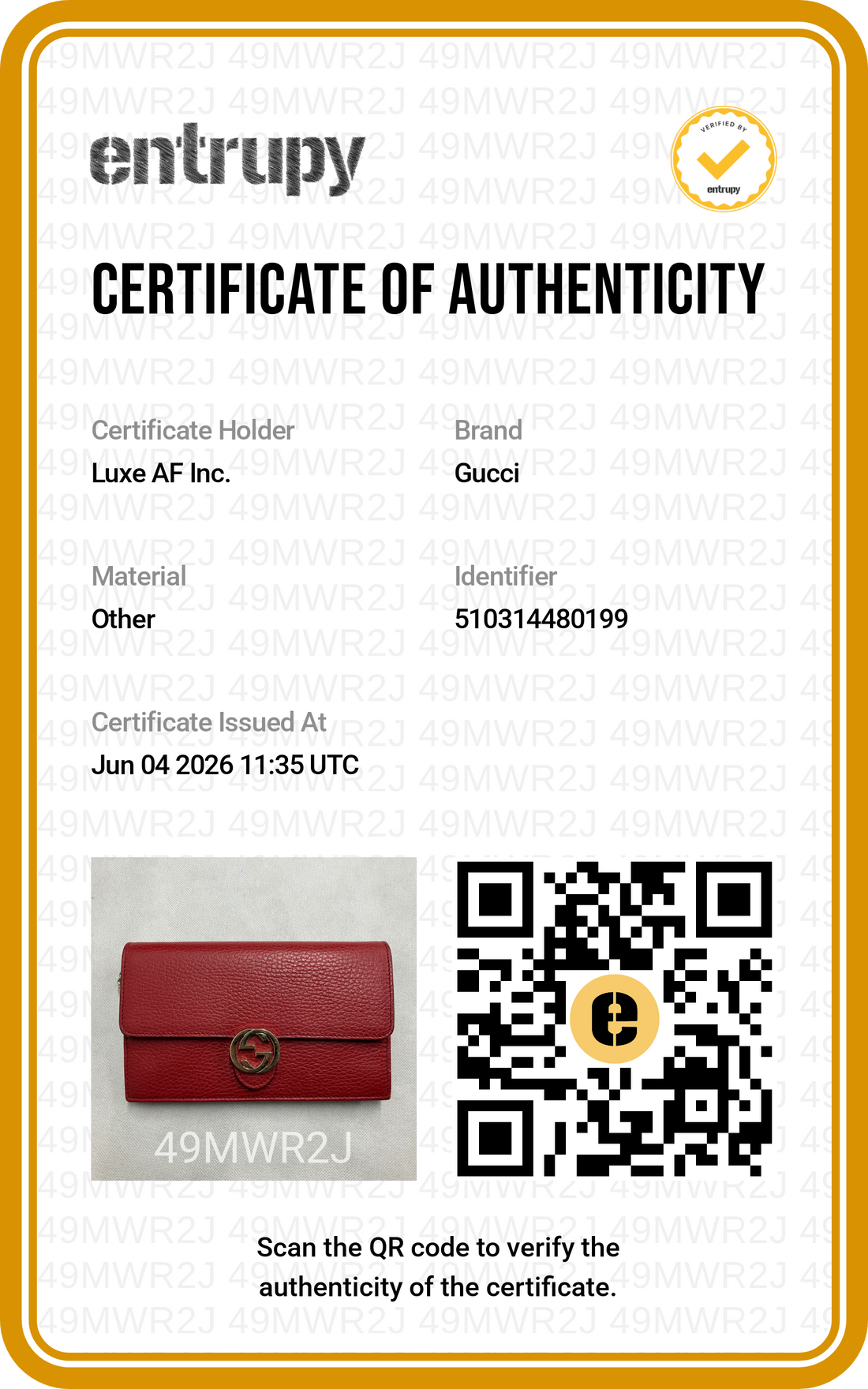 Gucci Interlocking G Red Leather Wallet On Chain GG1221