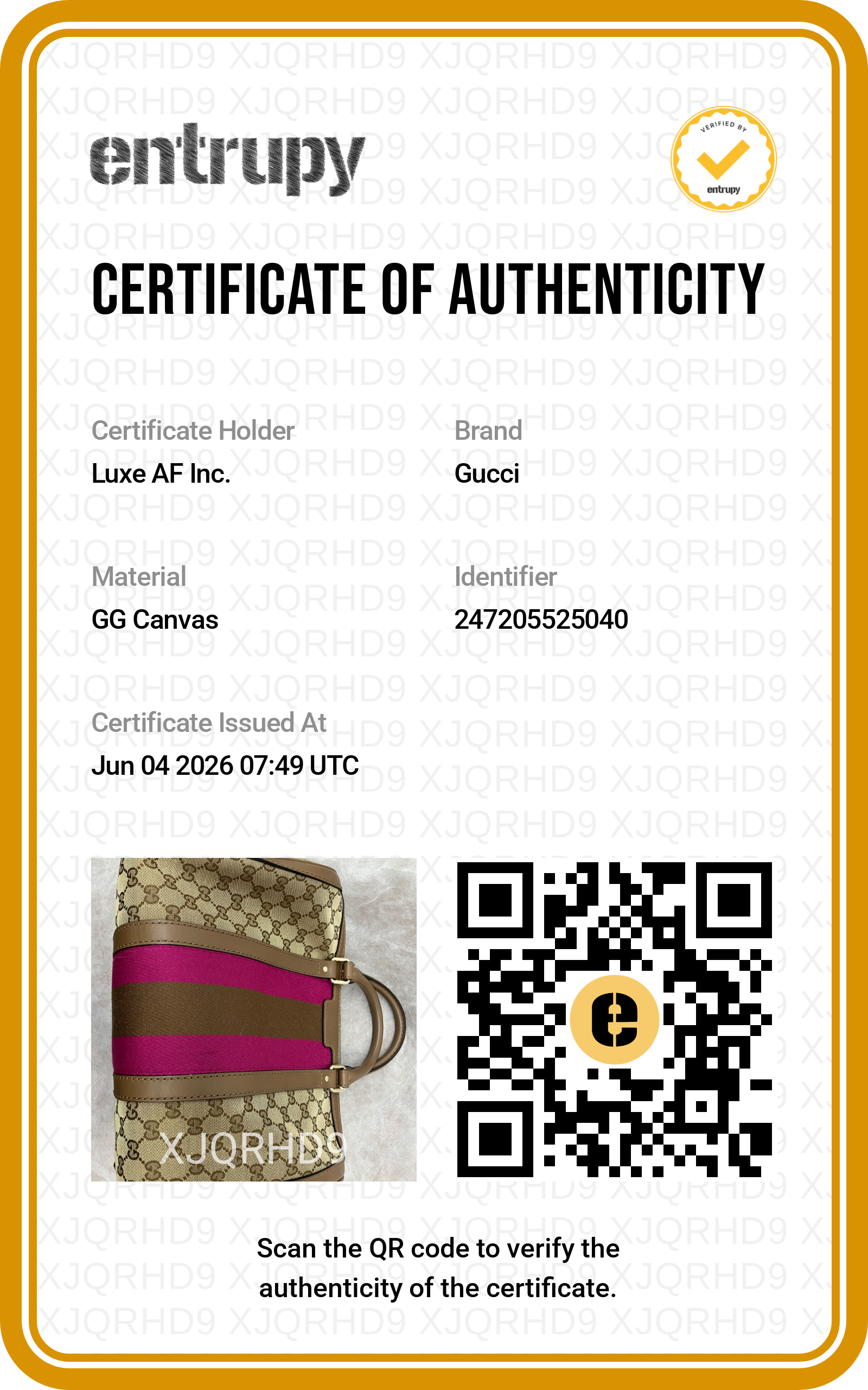 Gucci GG Supreme Canvas Boston Bag With Pink Stripe GG1214