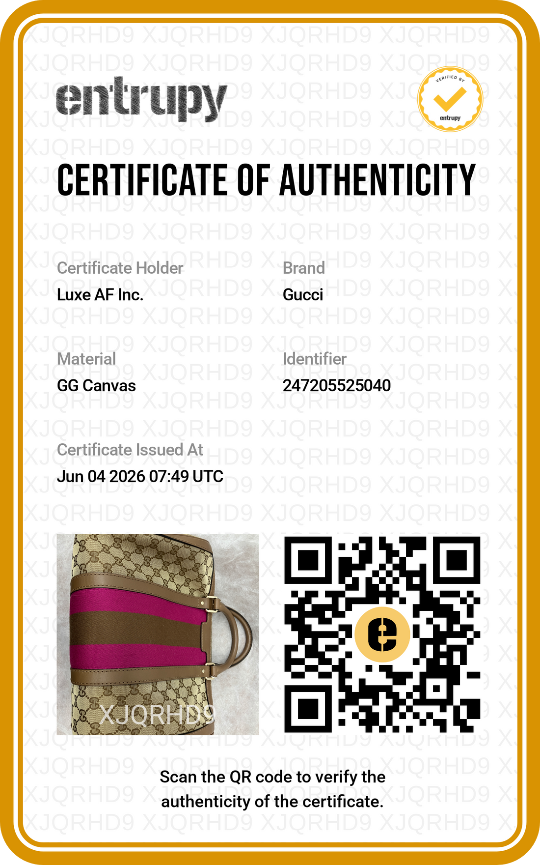 Gucci GG Supreme Canvas Boston Bag With Pink Stripe GG1214