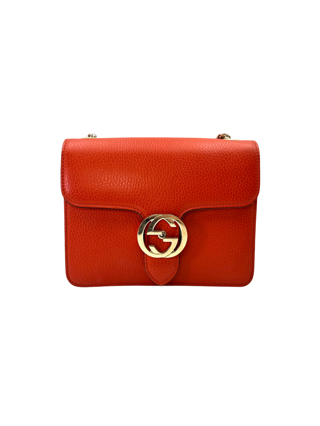 Gucci Interlocking G Orange Leather Wallet On Chain GG1222