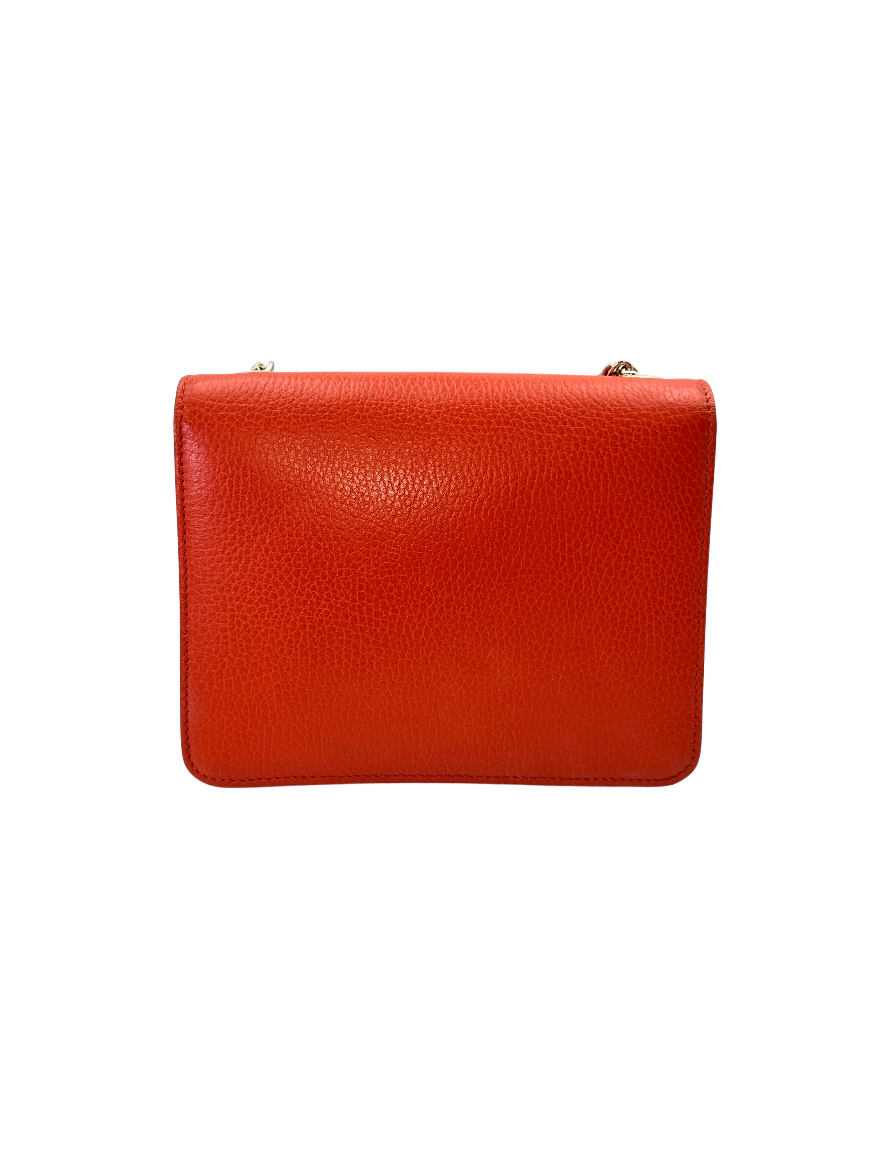 Gucci Interlocking G Orange Leather Wallet On Chain GG1222