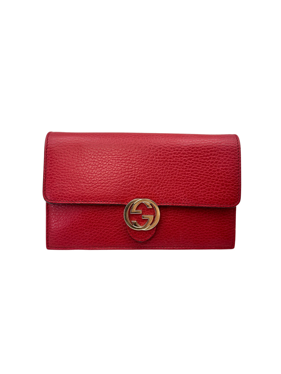 Gucci Interlocking G Red Leather Wallet On Chain GG1221
