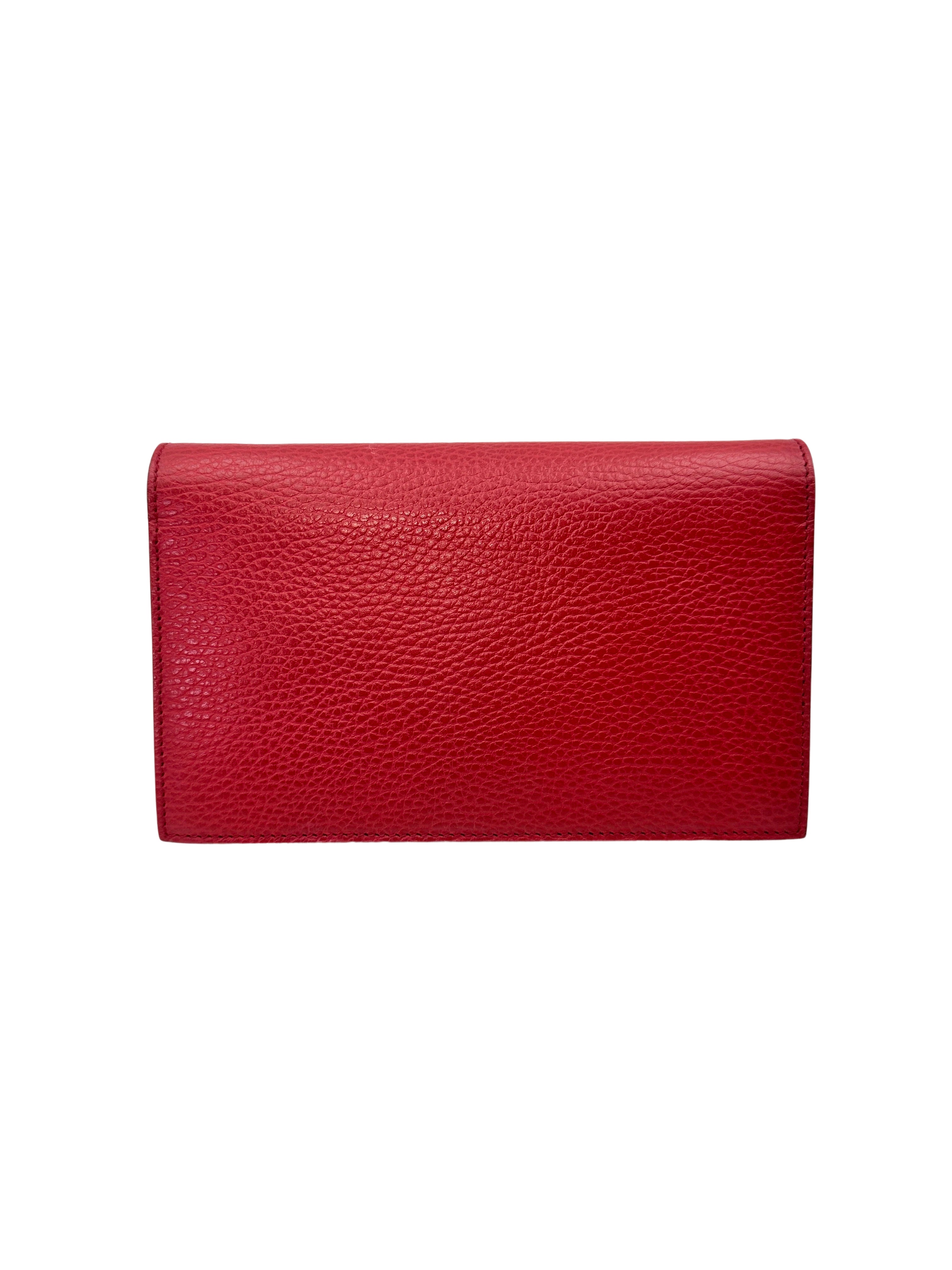 Gucci Interlocking G Red Leather Wallet On Chain GG1221
