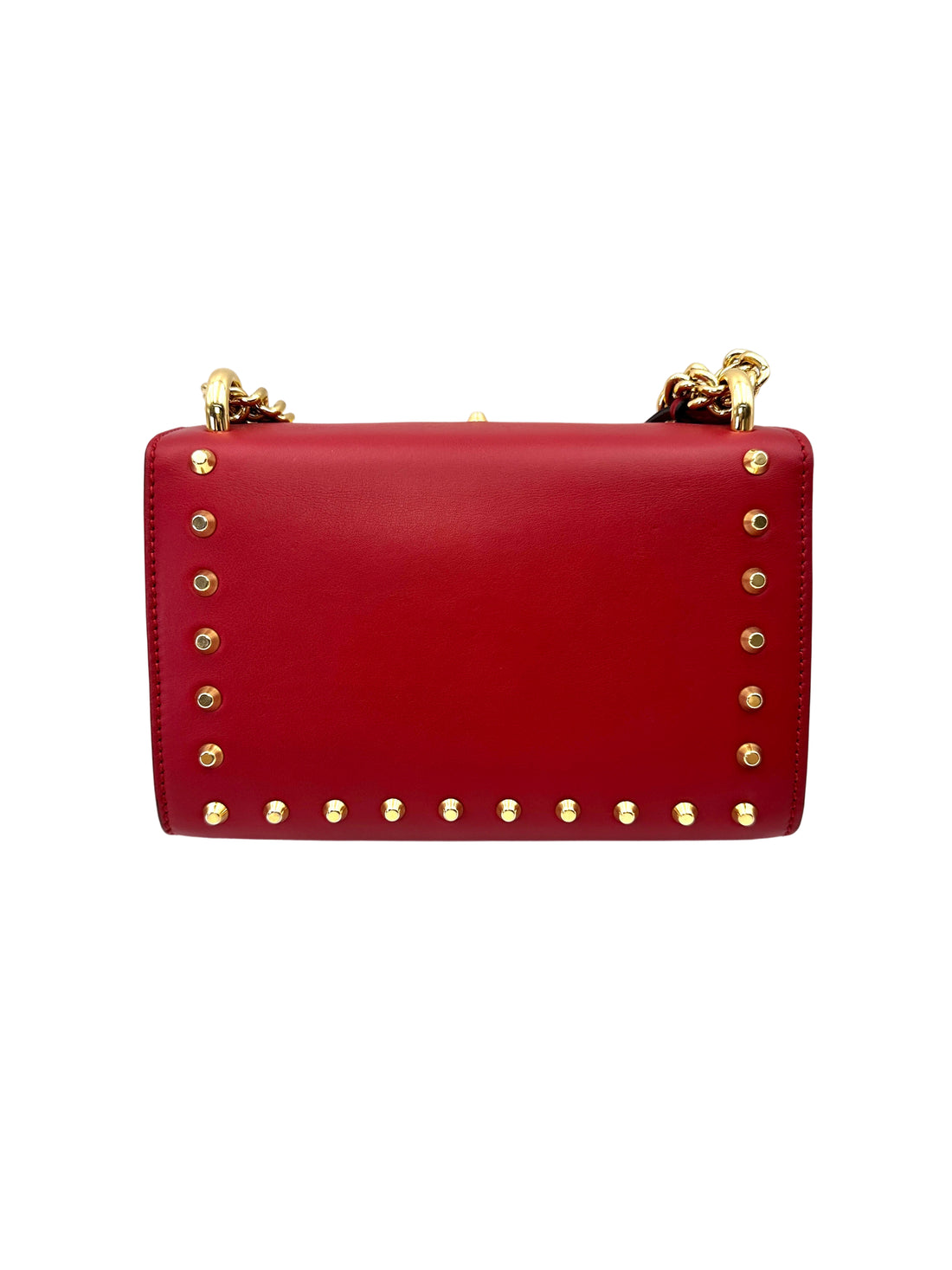 Gucci Padlock Red Pearl Studded Leather Chain Bag With Gold Hardware GG1223