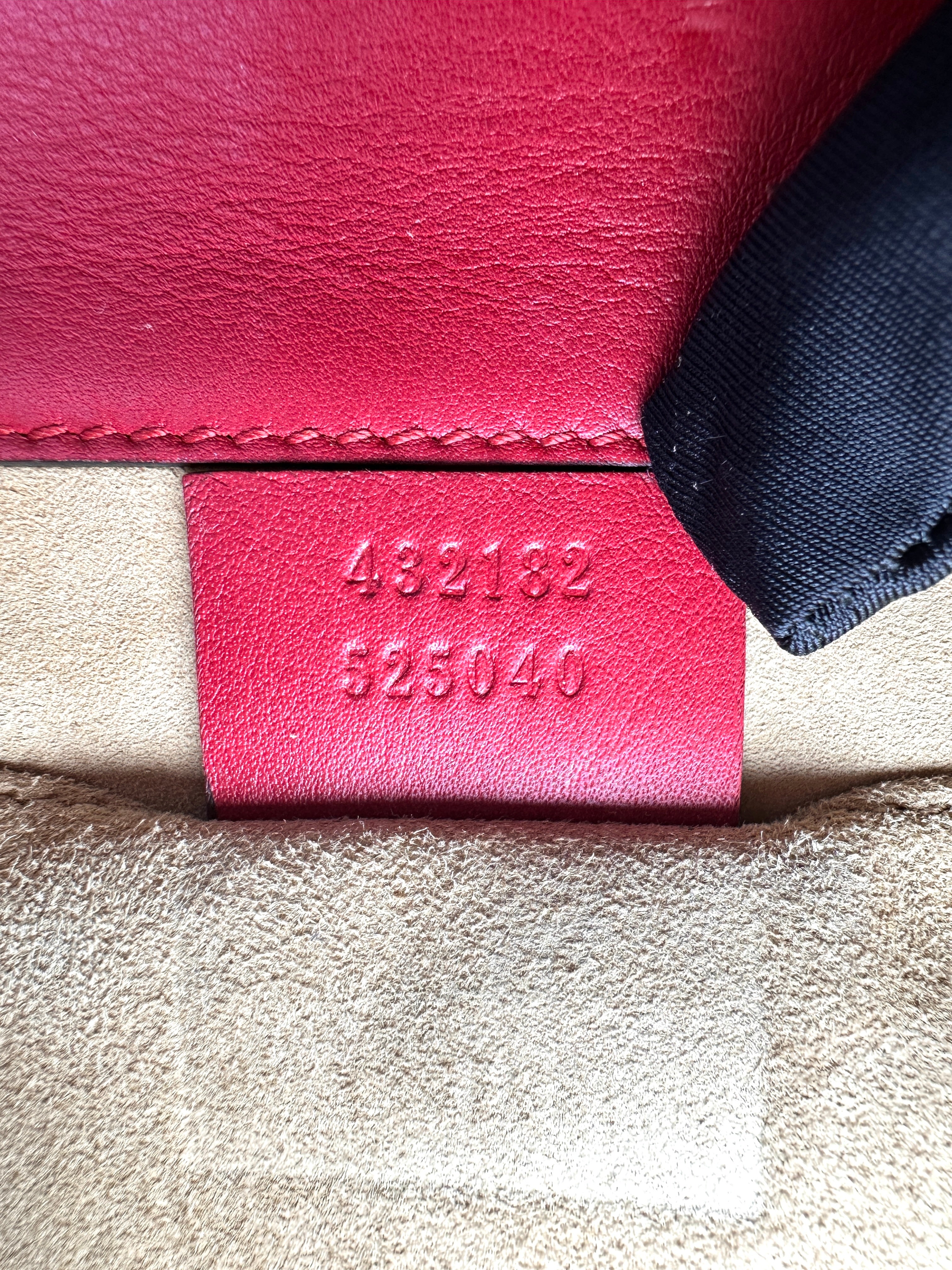 Gucci Padlock Red Pearl Studded Leather Chain Bag With Gold Hardware GG1223