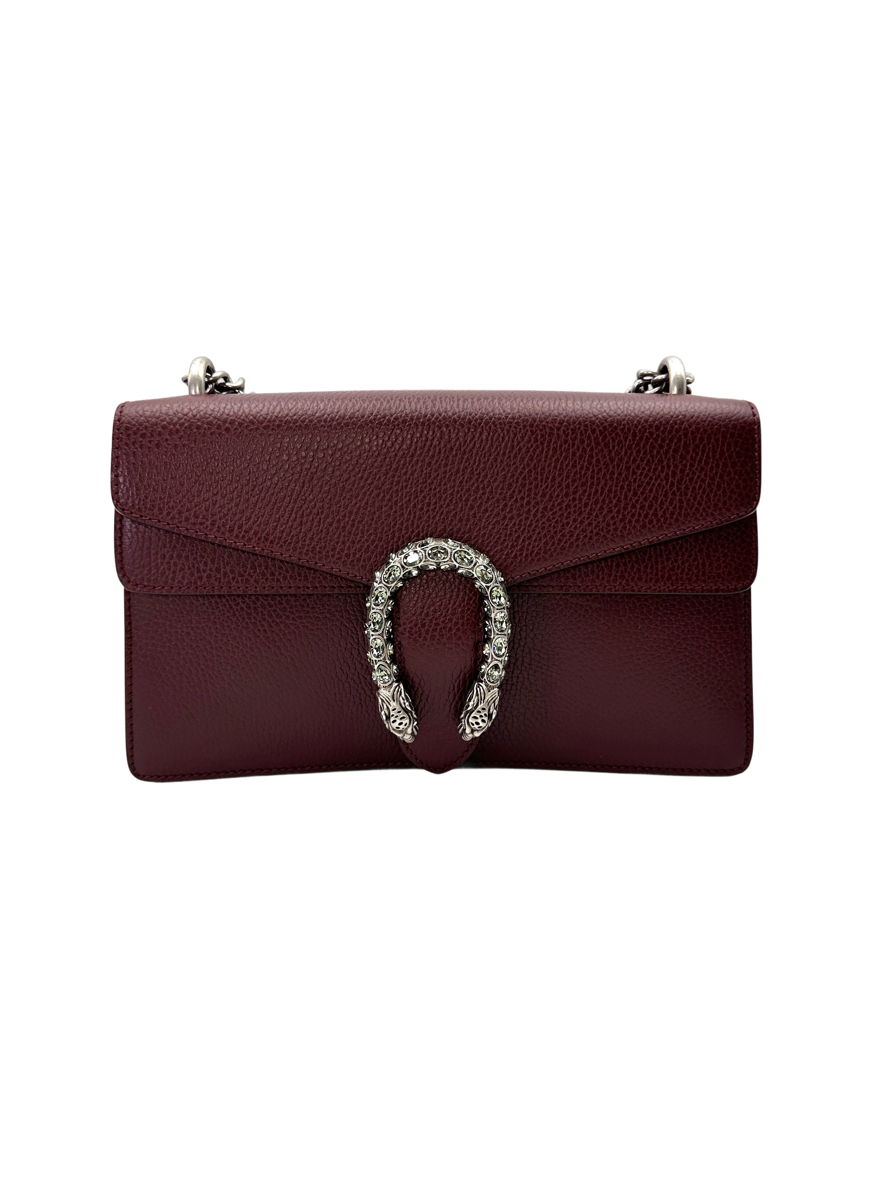 Gucci Dionysus Dark Red Leather Medium Size Shoulder Bag GG1216