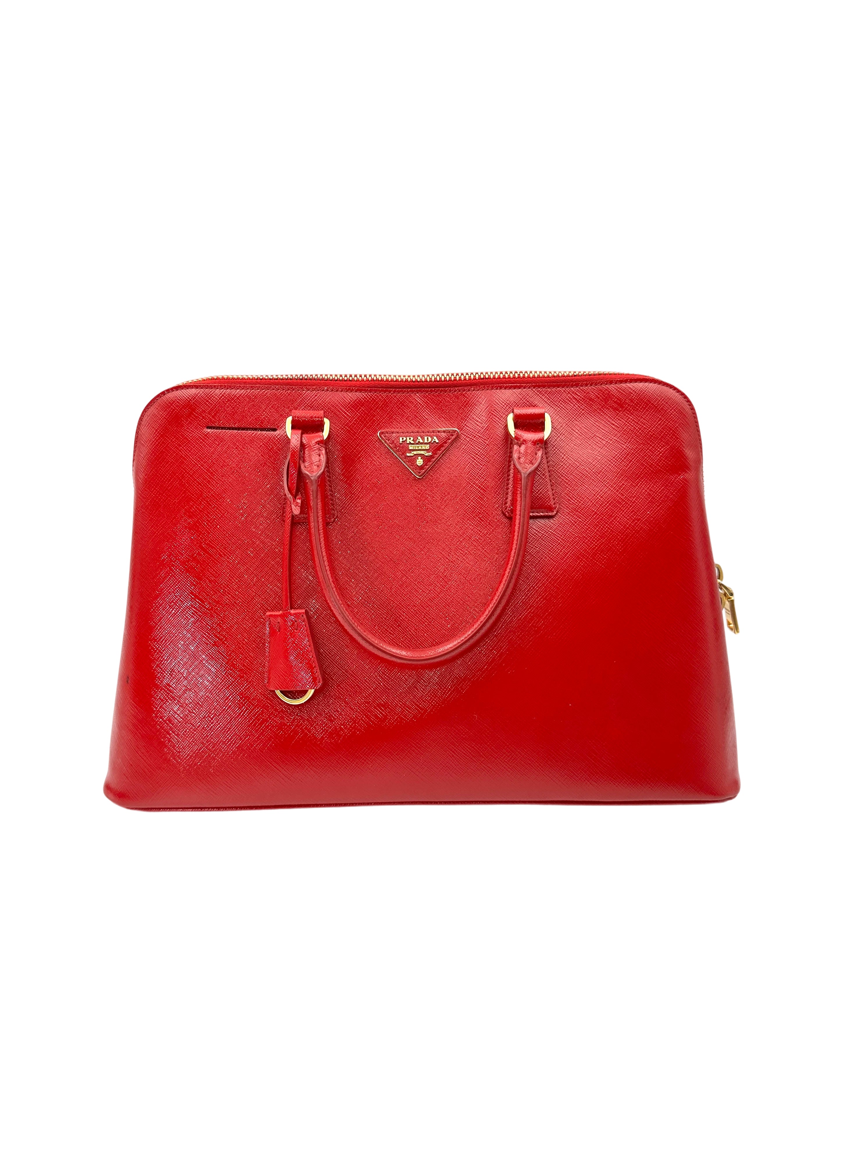 Prada Galleria Red Saffiano Leather Handle Bag PR441