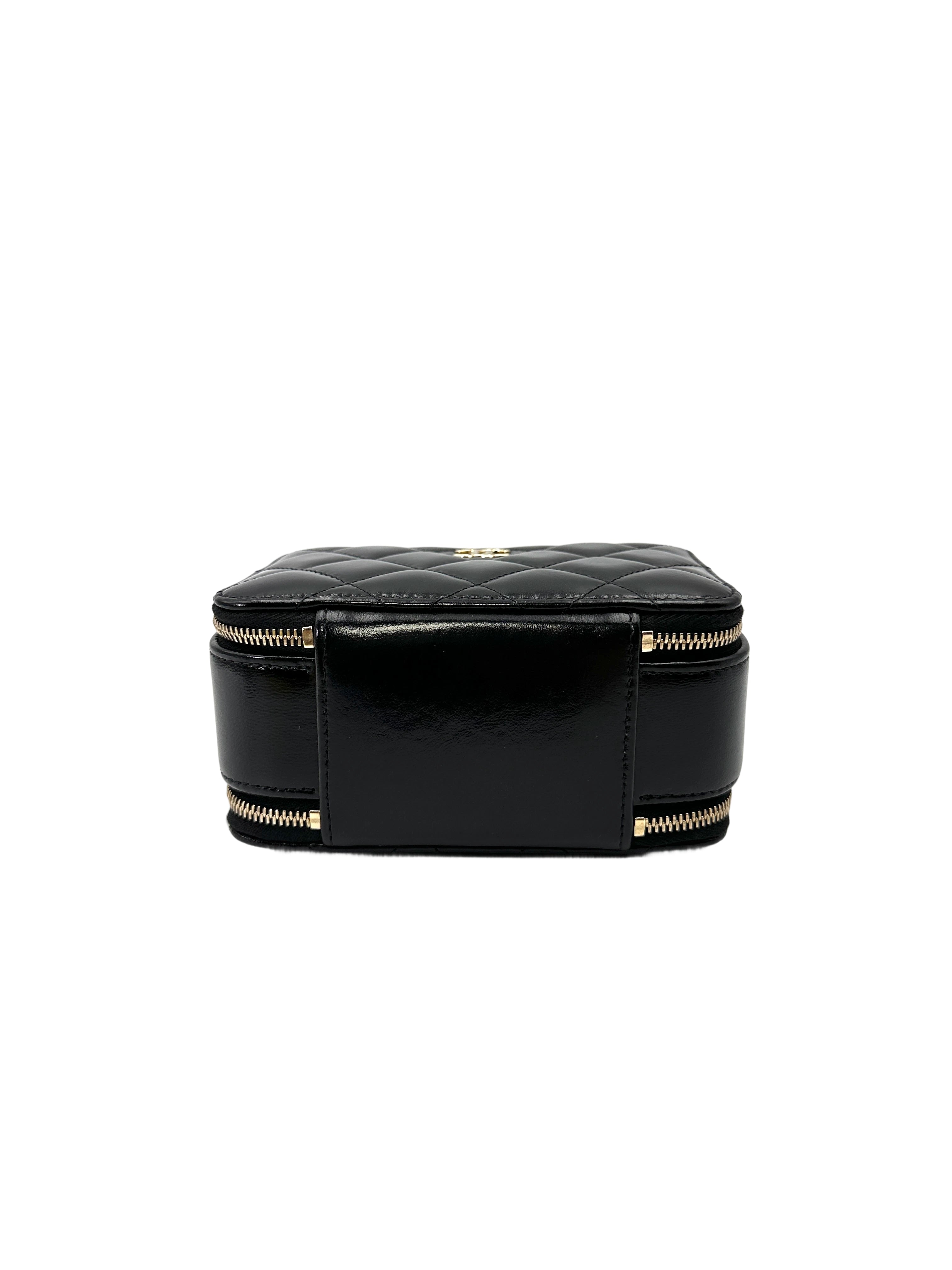 Chanel 22B Black Quilted Leather Top Handle Vanity Case(LL***J0) CC2112