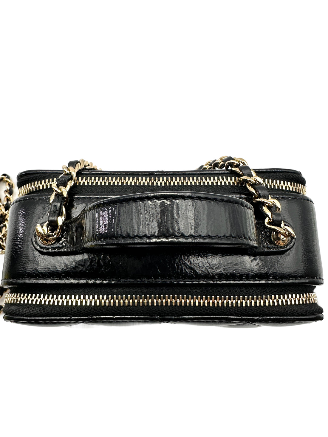 Chanel 22B Black Quilted Leather Top Handle Vanity Case(LL***J0) CC2112