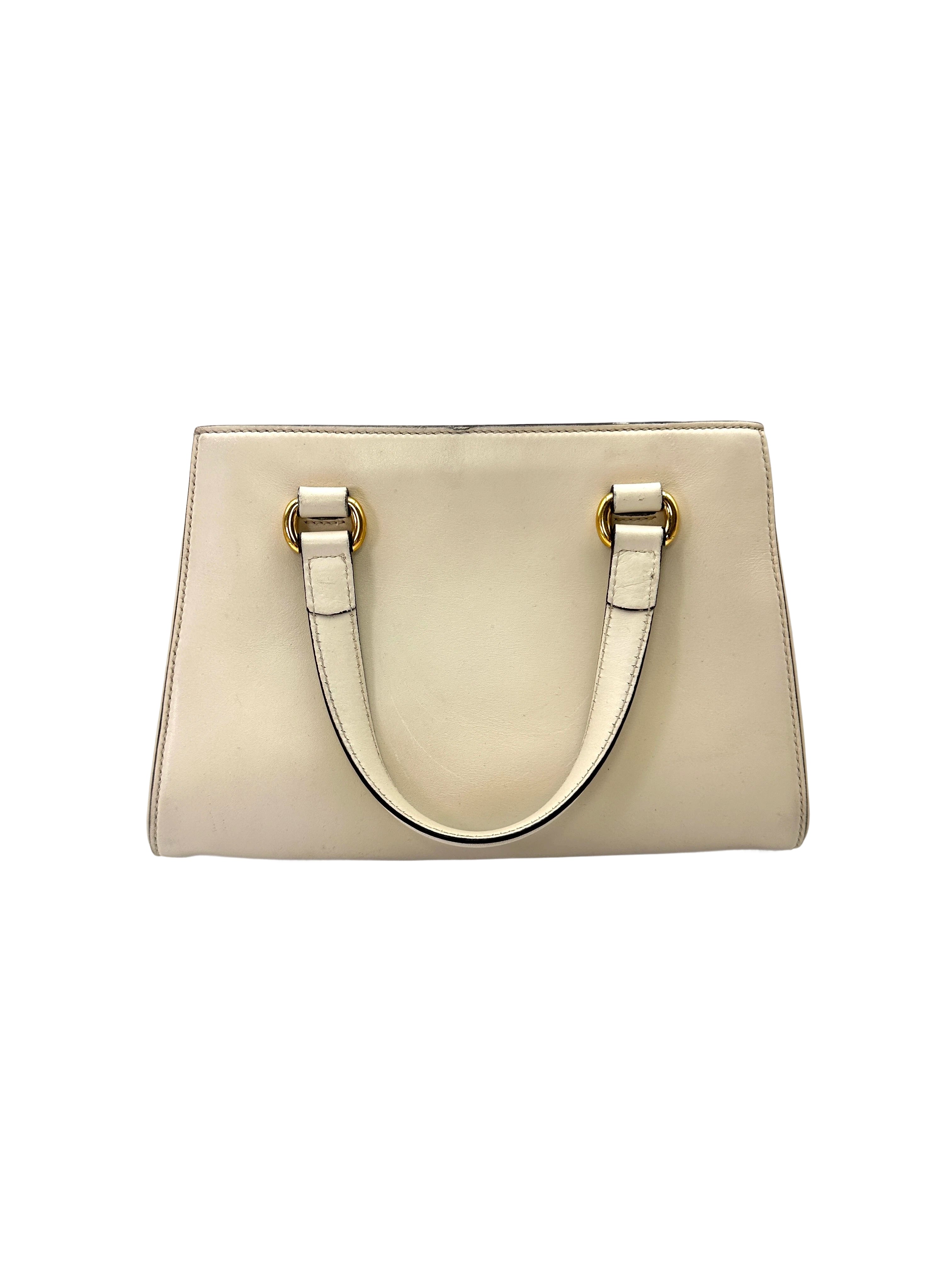 Gucci Sylvie White Leather Small Size Top Handle Bag GG1220