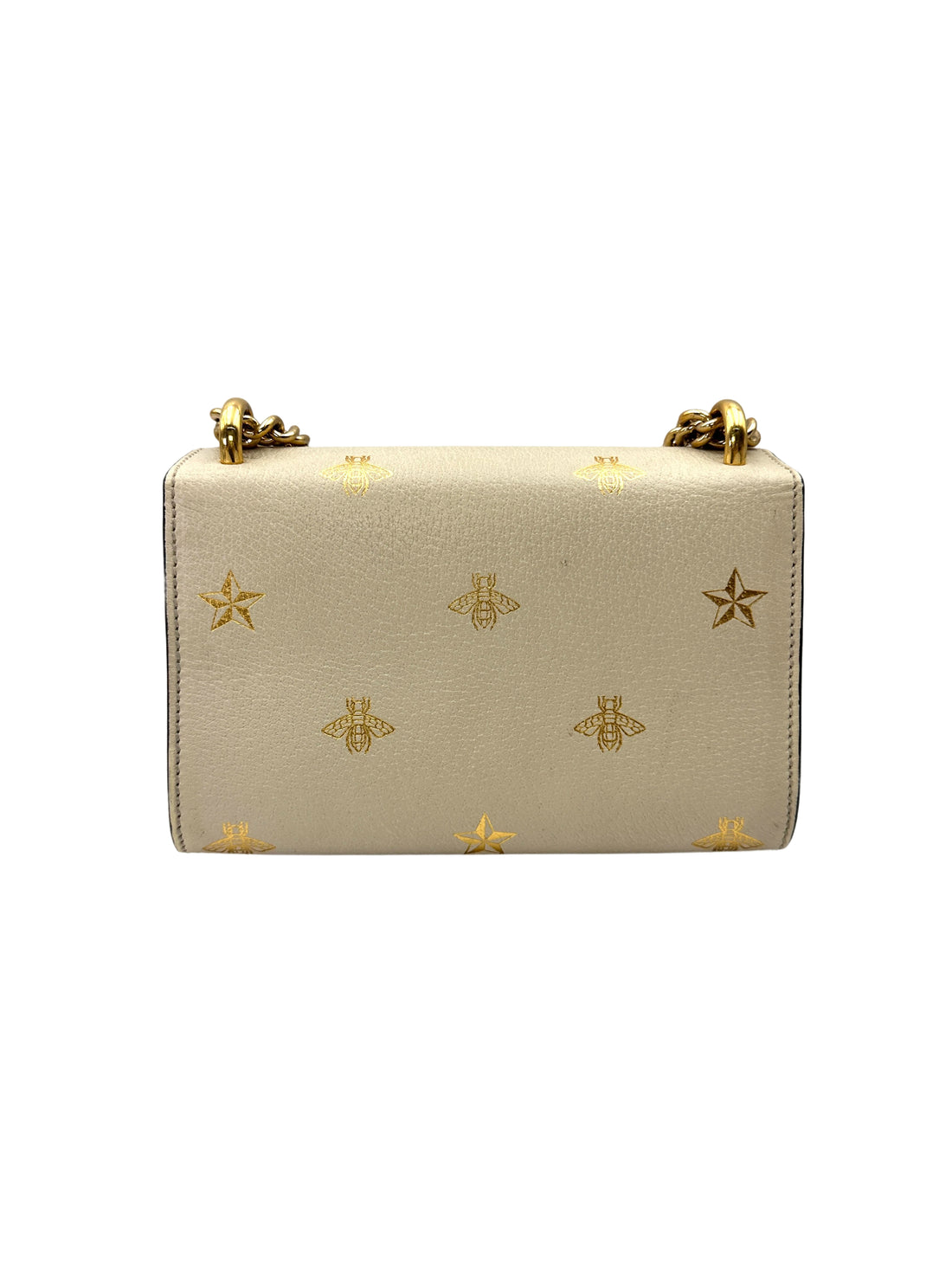 Gucci Padlock Bee Star White Leather Shoulder Bag GG1226