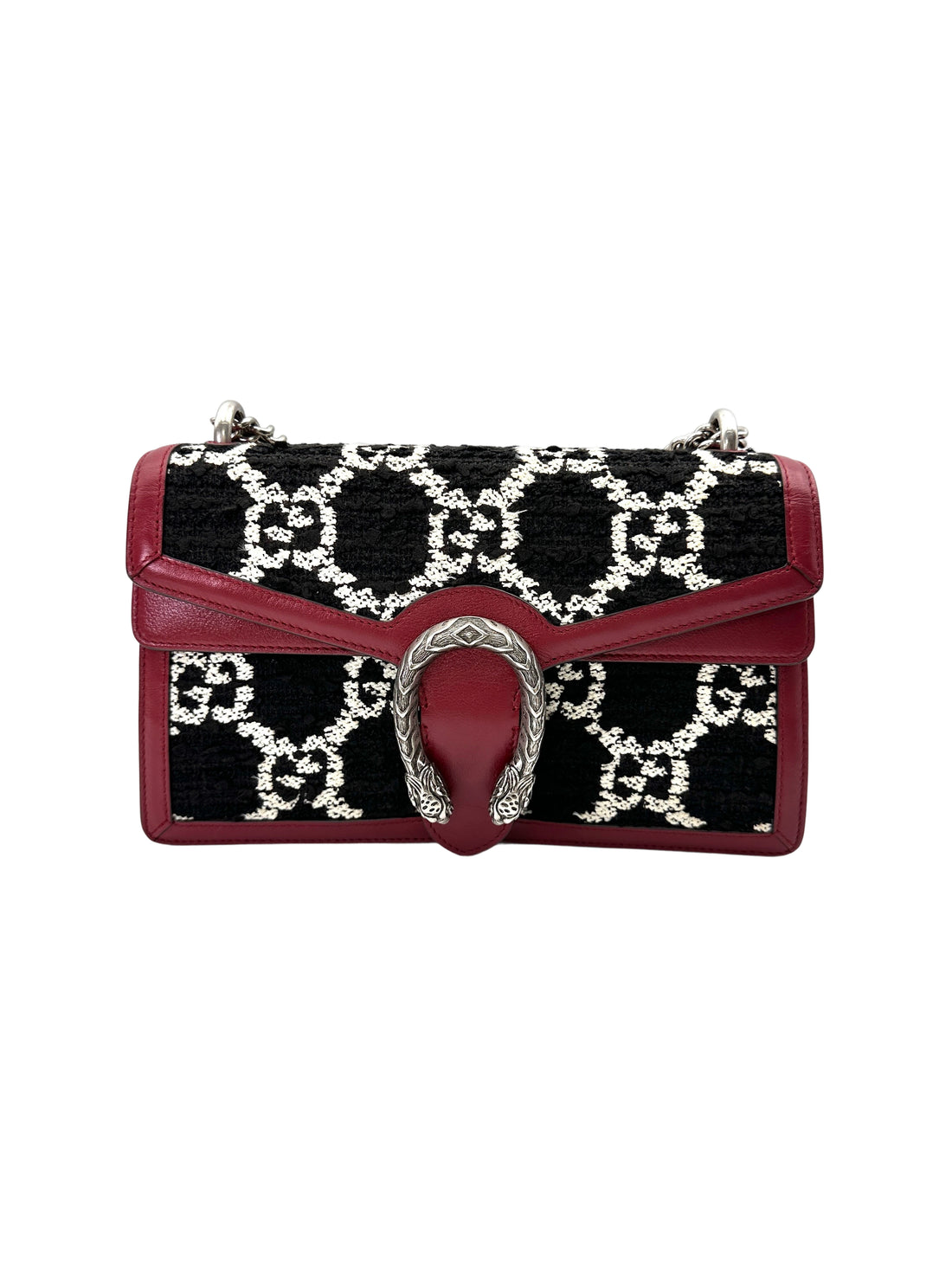 Gucci Dionysus Black/White Velvet Medium Size Shoulder Bag GG1218