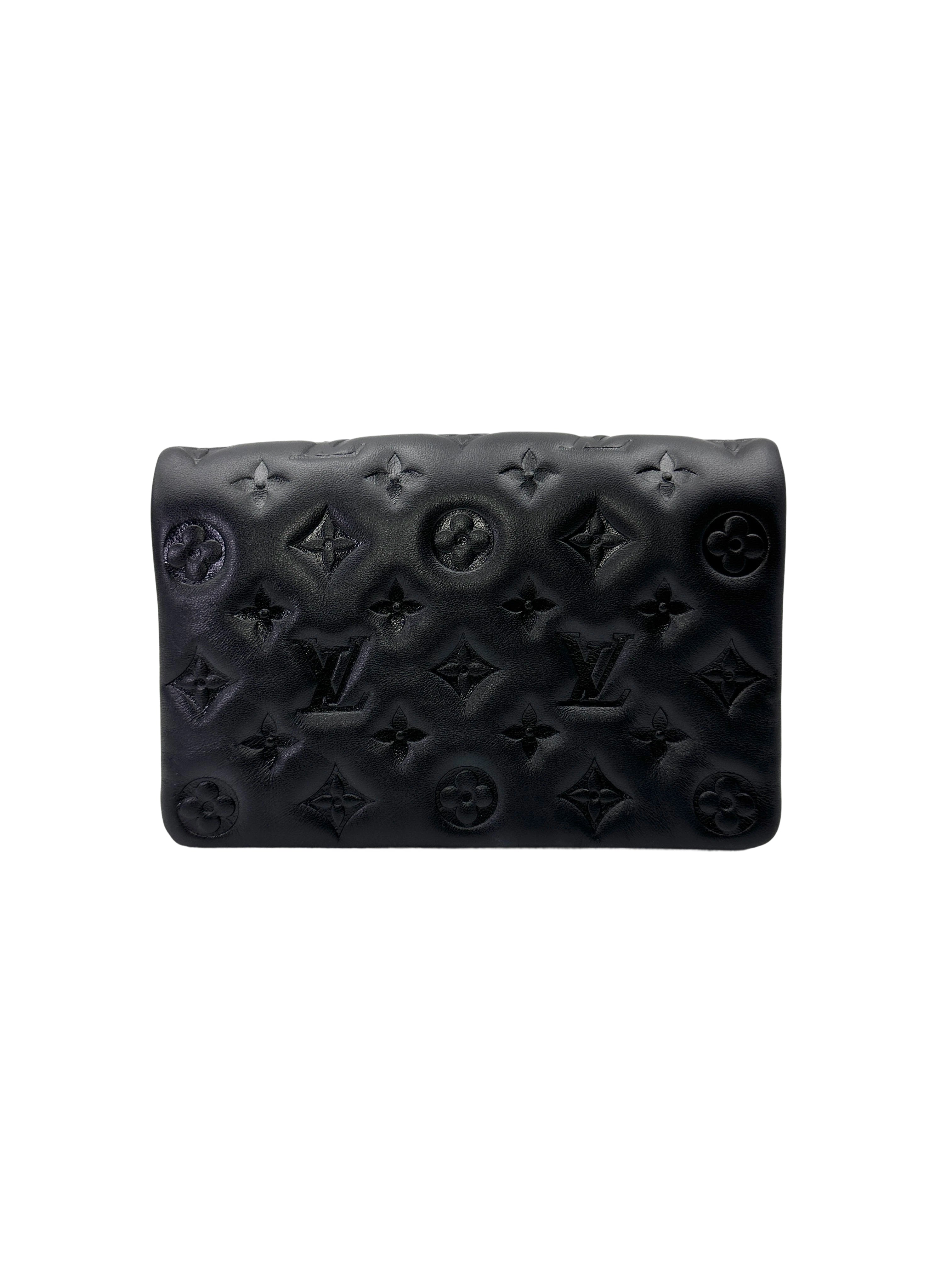 Louis Vuitton Pochette Coussin Black Monogram Embossed Leather Shoulder Bag LV2946