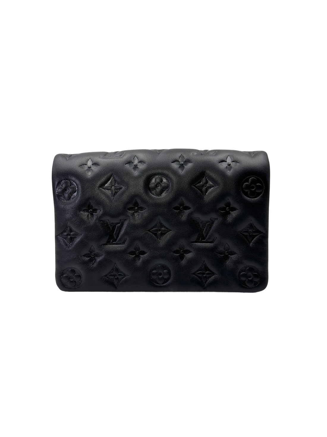 Louis Vuitton Pochette Coussin Black Monogram Embossed Leather Shoulder Bag LV2946
