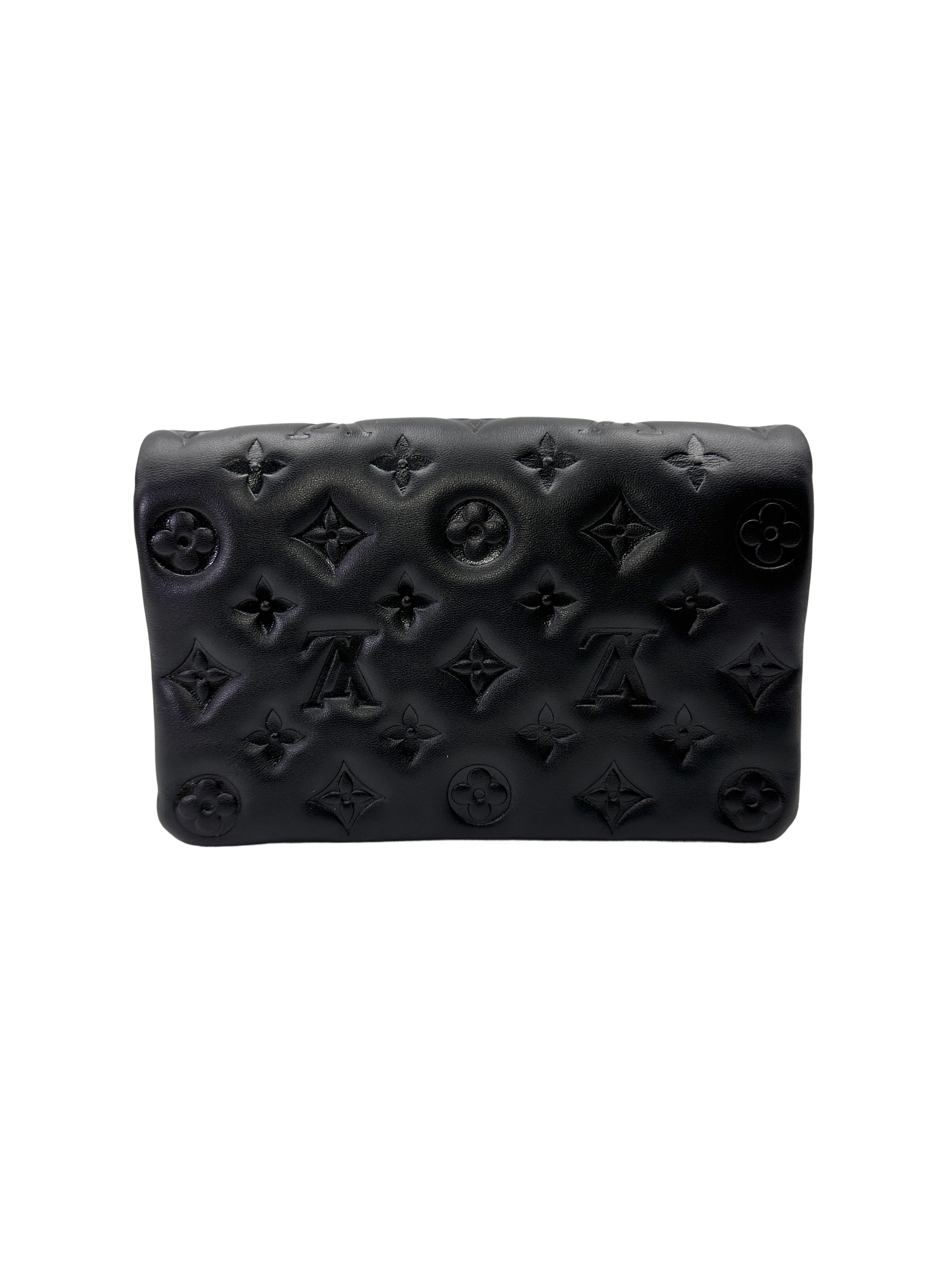 Louis Vuitton Pochette Coussin Black Monogram Embossed Leather Shoulder Bag LV2946