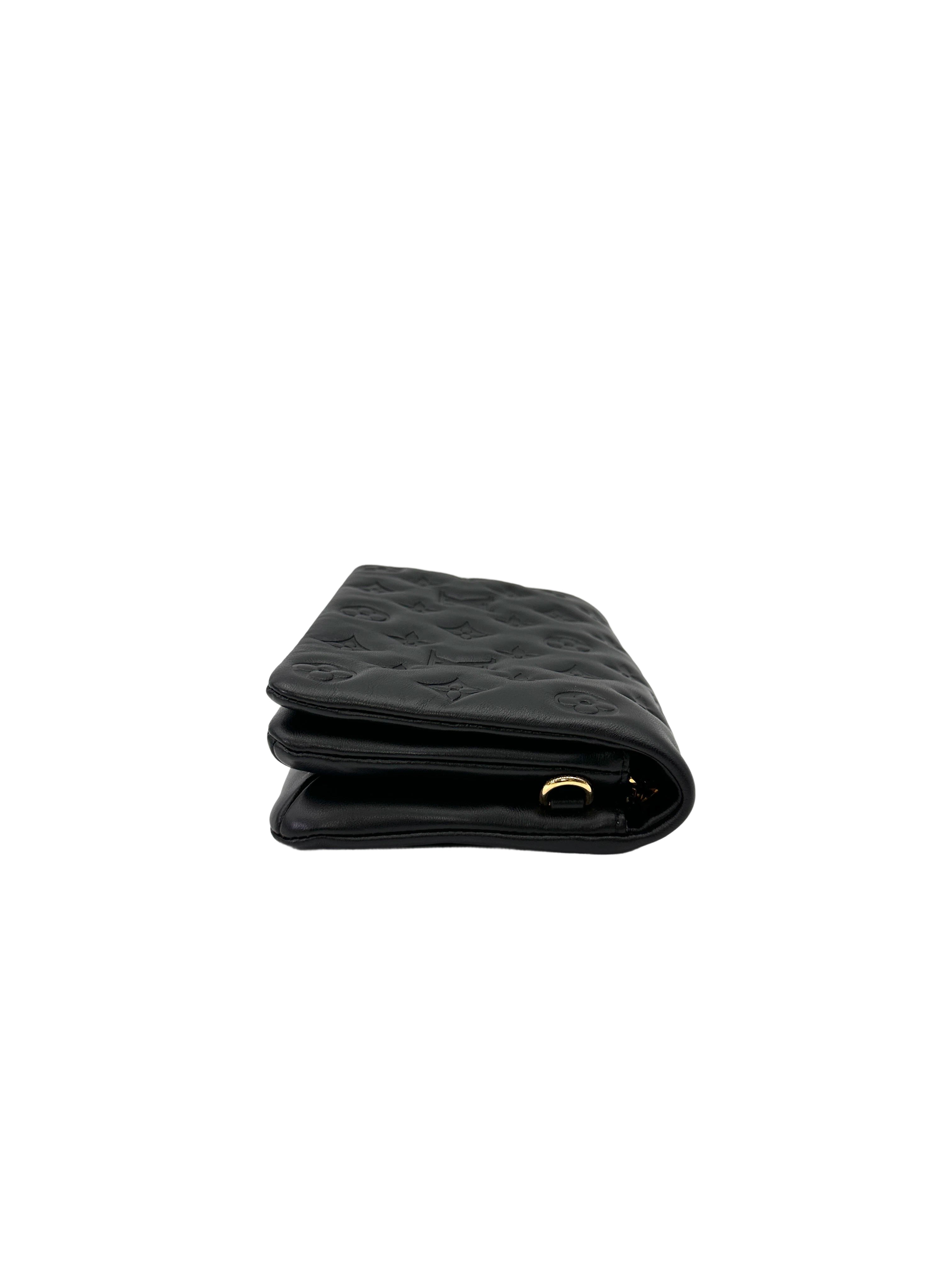 Louis Vuitton Pochette Coussin Black Monogram Embossed Leather Shoulder Bag LV2946