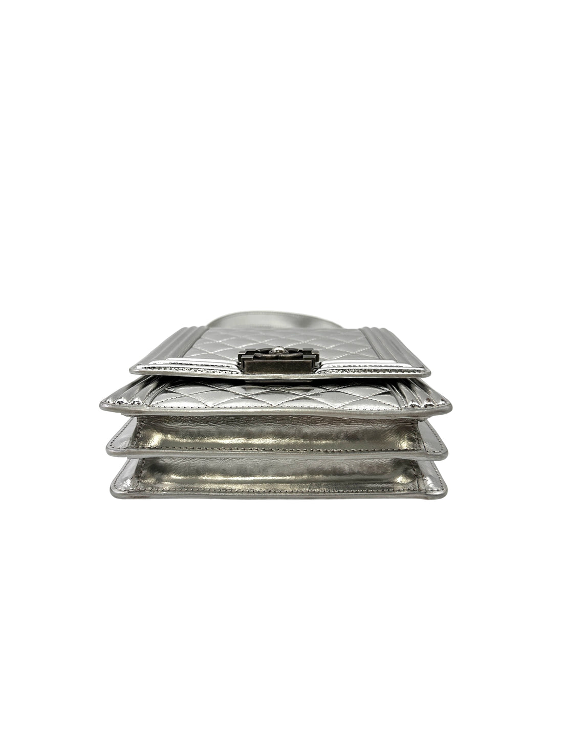 Chanel North South LeBoy Metallic Silver Quilted Leather Shoulder Bag(26***72) CC2108